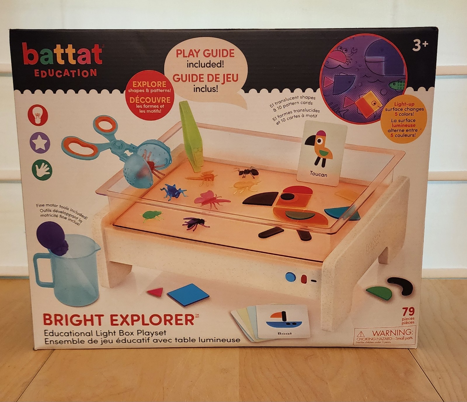 New battat Bright Explorer Educational Color-Changing Light Box 79-Pc Playset