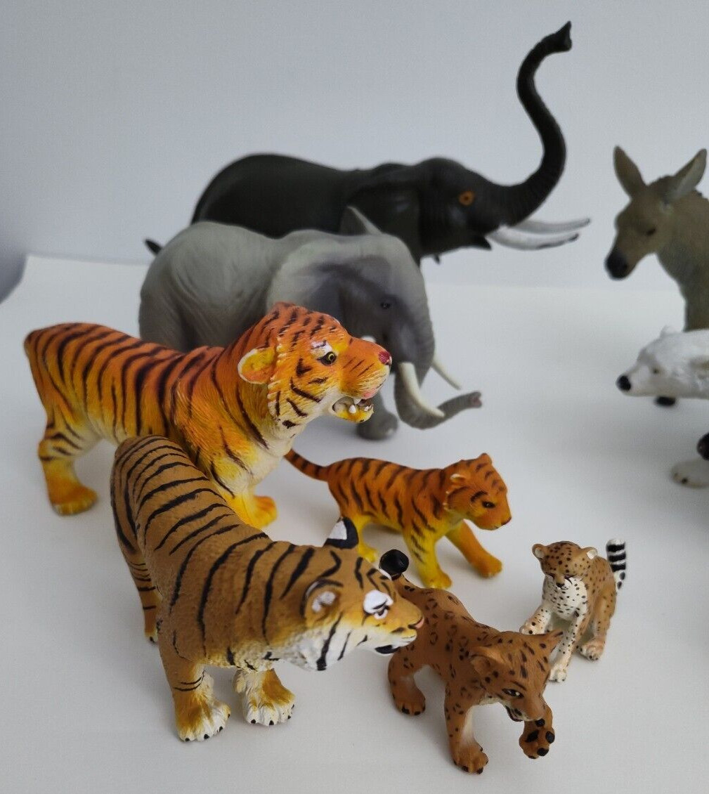 1990s Animals Lot of 11 Elephants Bears Tigers Donkey Pig Cheetah Leopard AAA