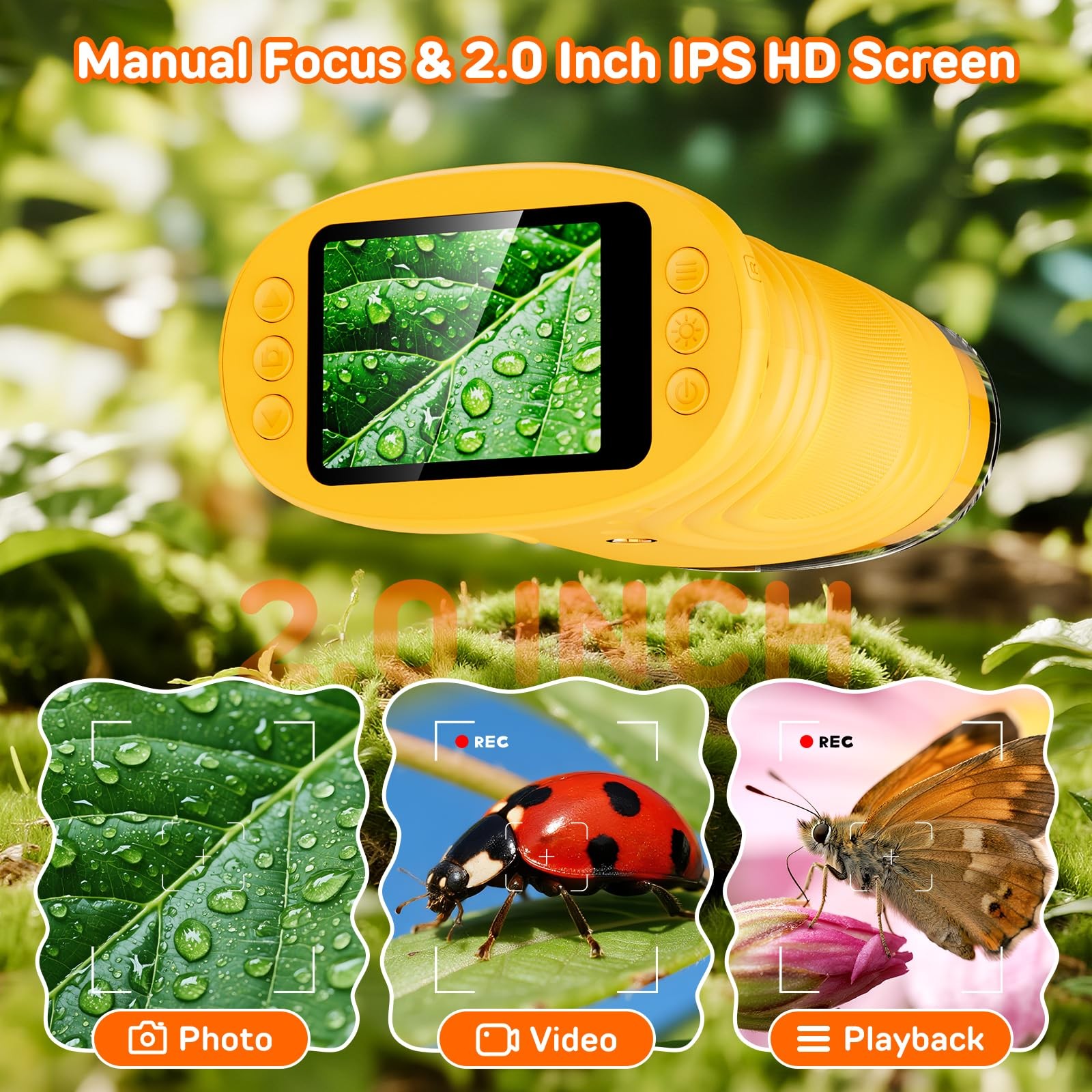 1000X Digital Portable Microscope for Kids with 2.0″ IPS Screen Mini Pocket STEM