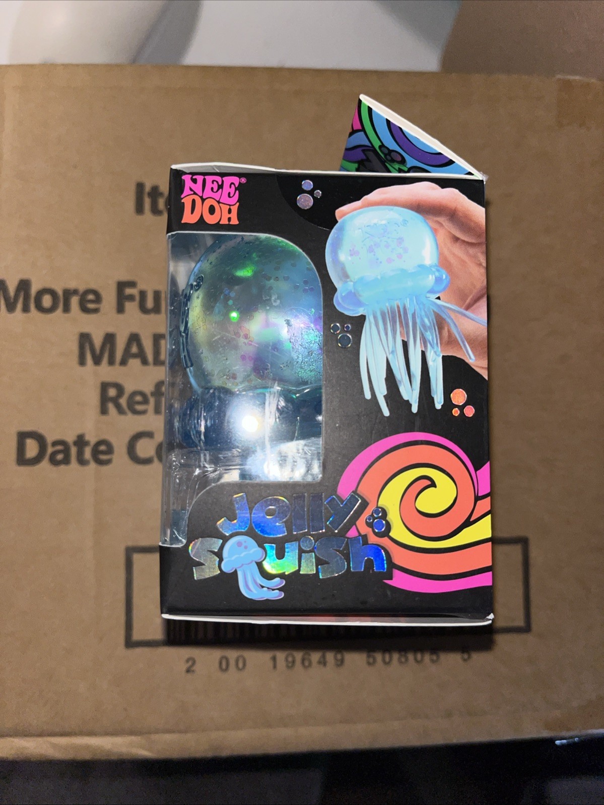 Schylling NeeDoh JellySquish Jellyfish Super Solid Squish Squeeze Toy Blue