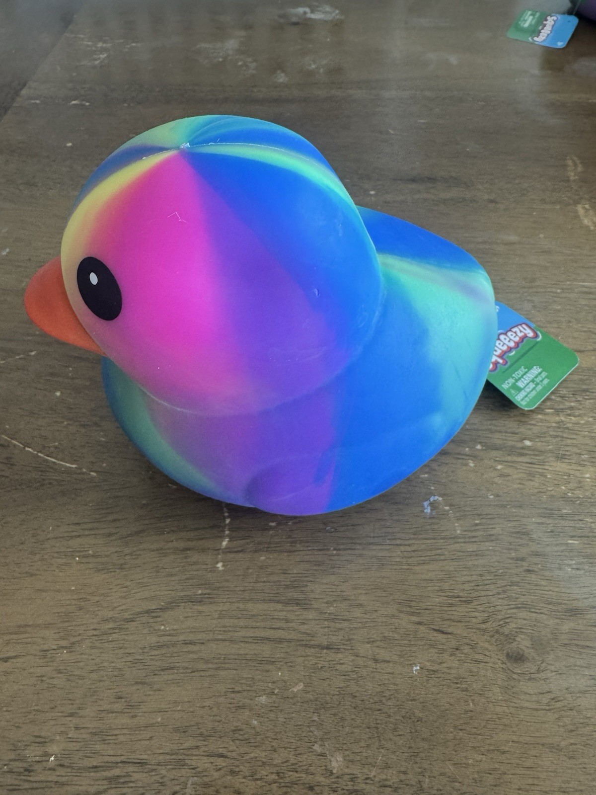 Sunny Days Jumbo Squeezy Duck – Tie-Dye Blue Squishy Stress Relief Toy – New
