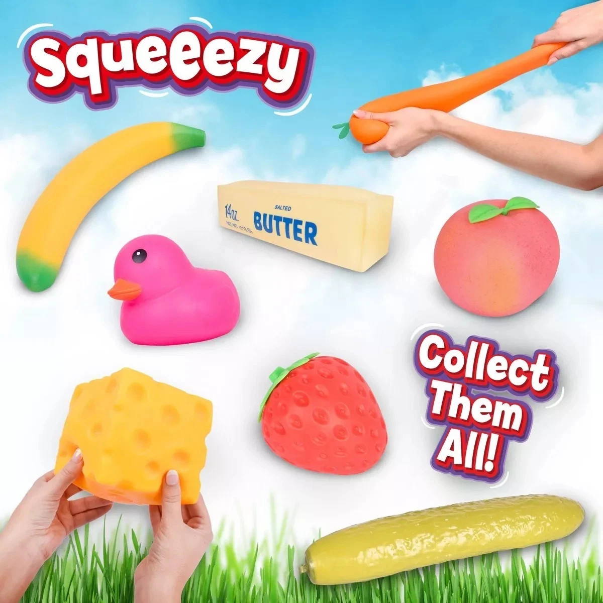 Sunny Days Jumbo Squeezy Carrot Orange Squishy Toy Stress Relief TikTok viral