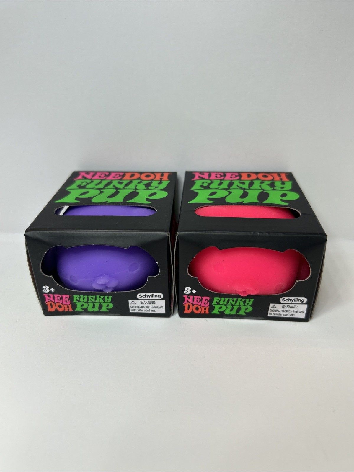 Schylling Nee Doh Funky Pup Squeeze Toys Purple & Pink Lot of 2