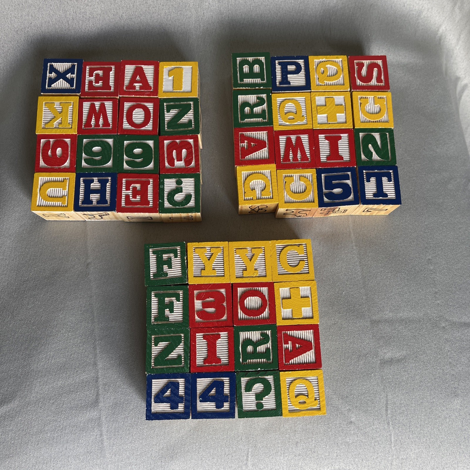 Vintage Schylling 48ct Wood Alphabet Blocks In Wood Box