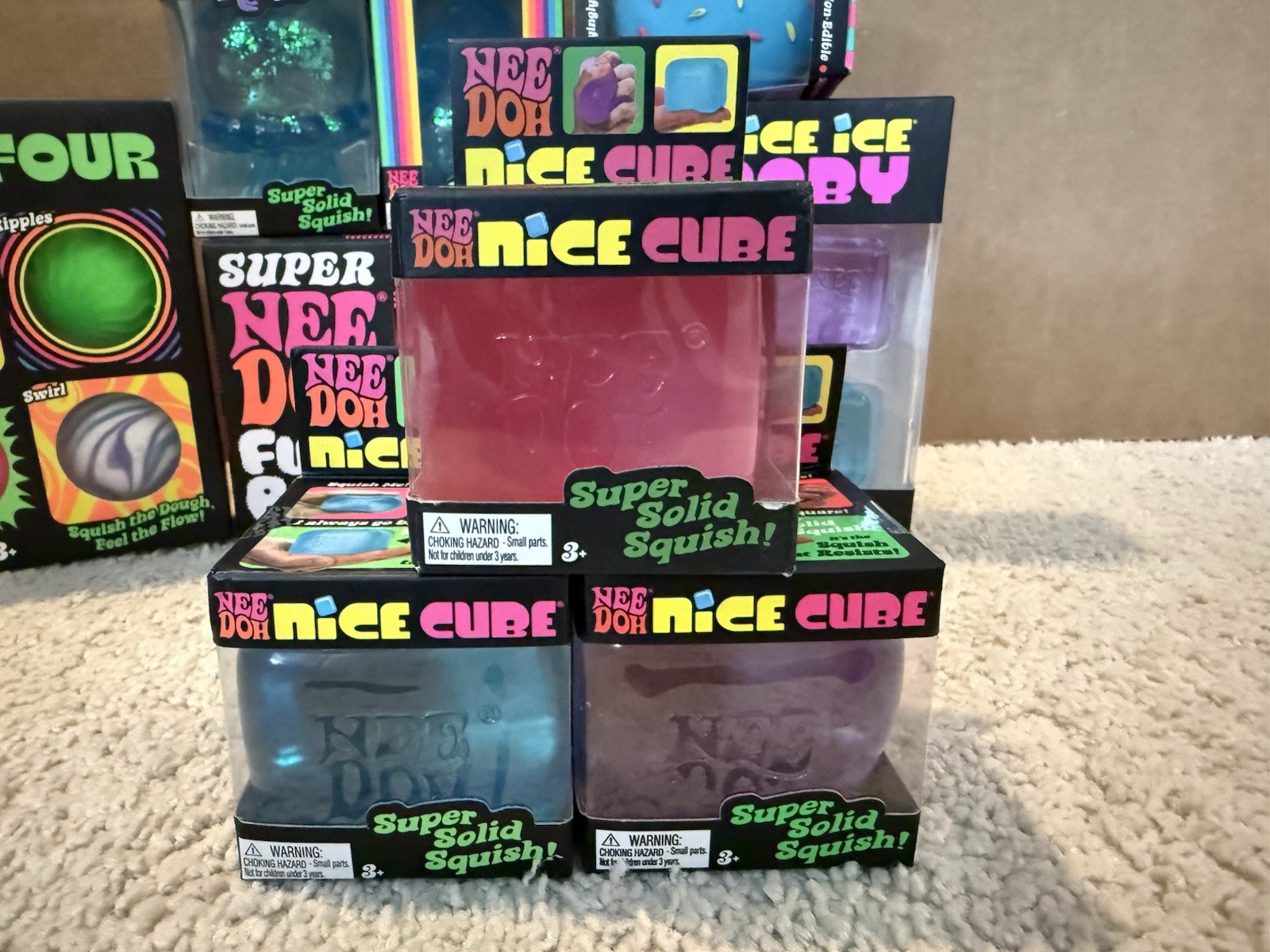 Needoh Lot – Super Fuzz Ball, Jelly Dohnut, Dream Drop, Jelly Squish – Authentic