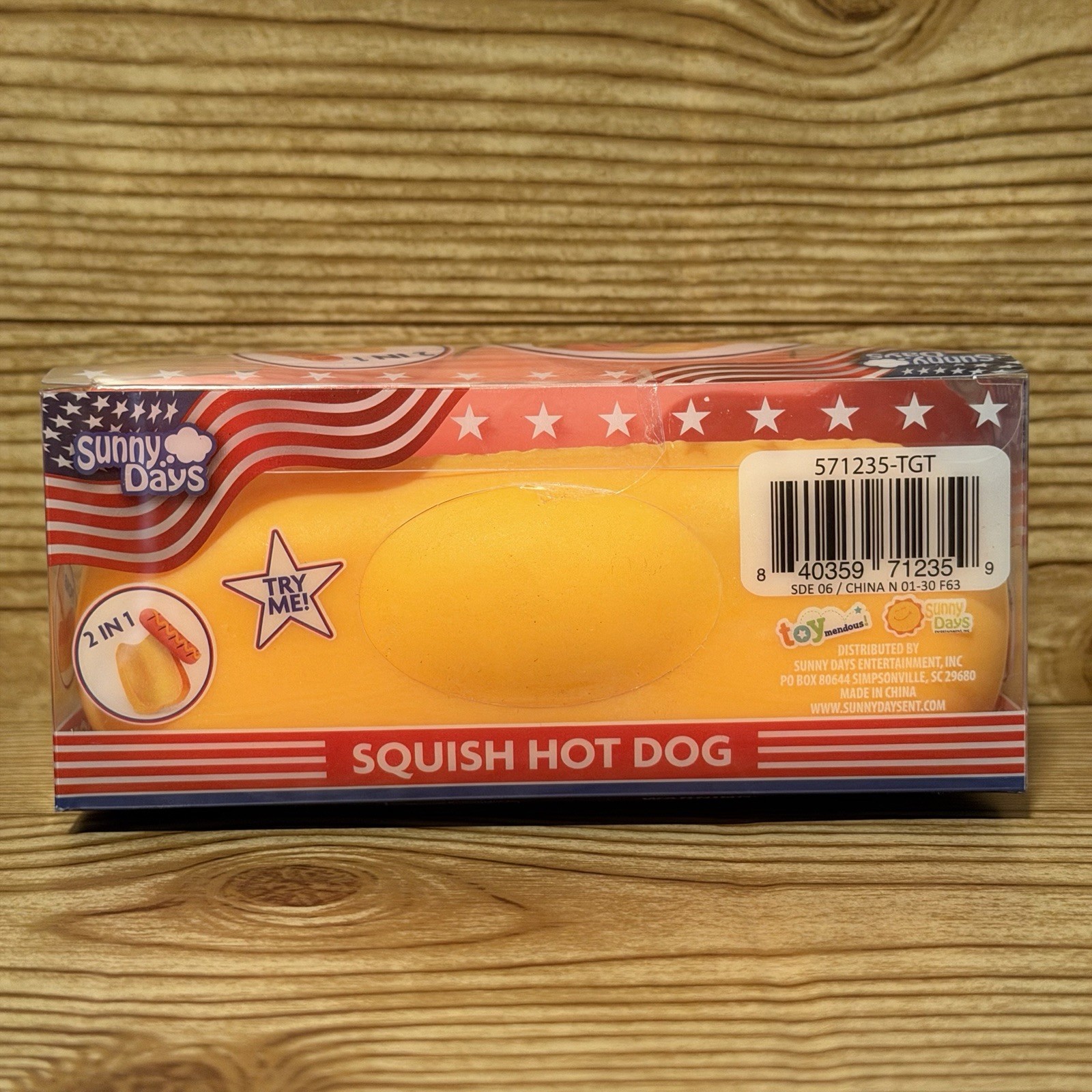 Squishy Hot Dog Squeezy Fidget Toy Sunny Days 2-in-1 Hotdog Stress Relief NEW