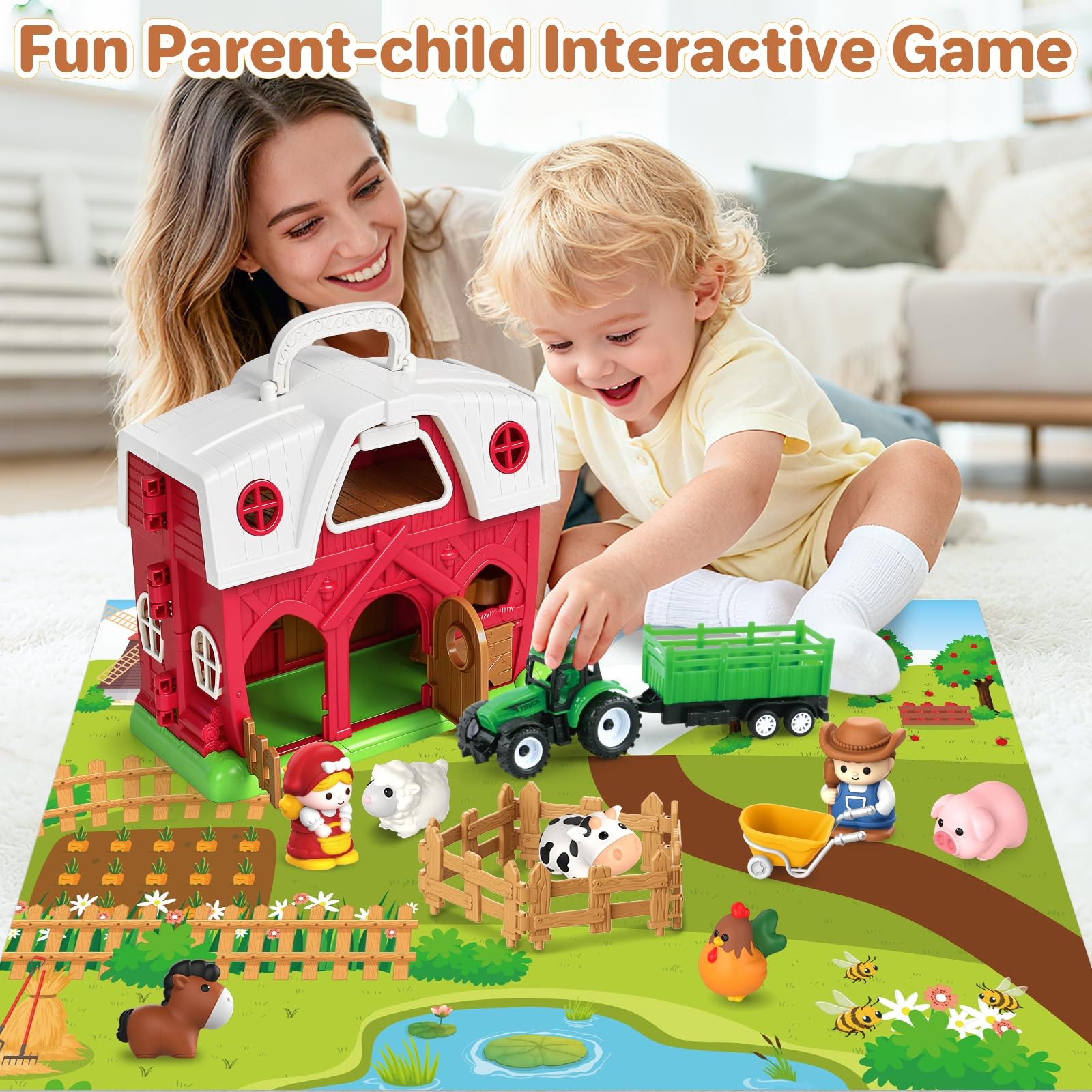 Toys for 1 2 3 Years Old Boys and Girls, Farm Animals Big Barn Toy, Farm Anim…