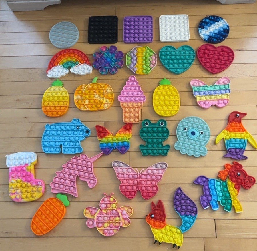 Assorted Pop It 27pc sensory fidget toys lot shapes colors kids 3-11 years