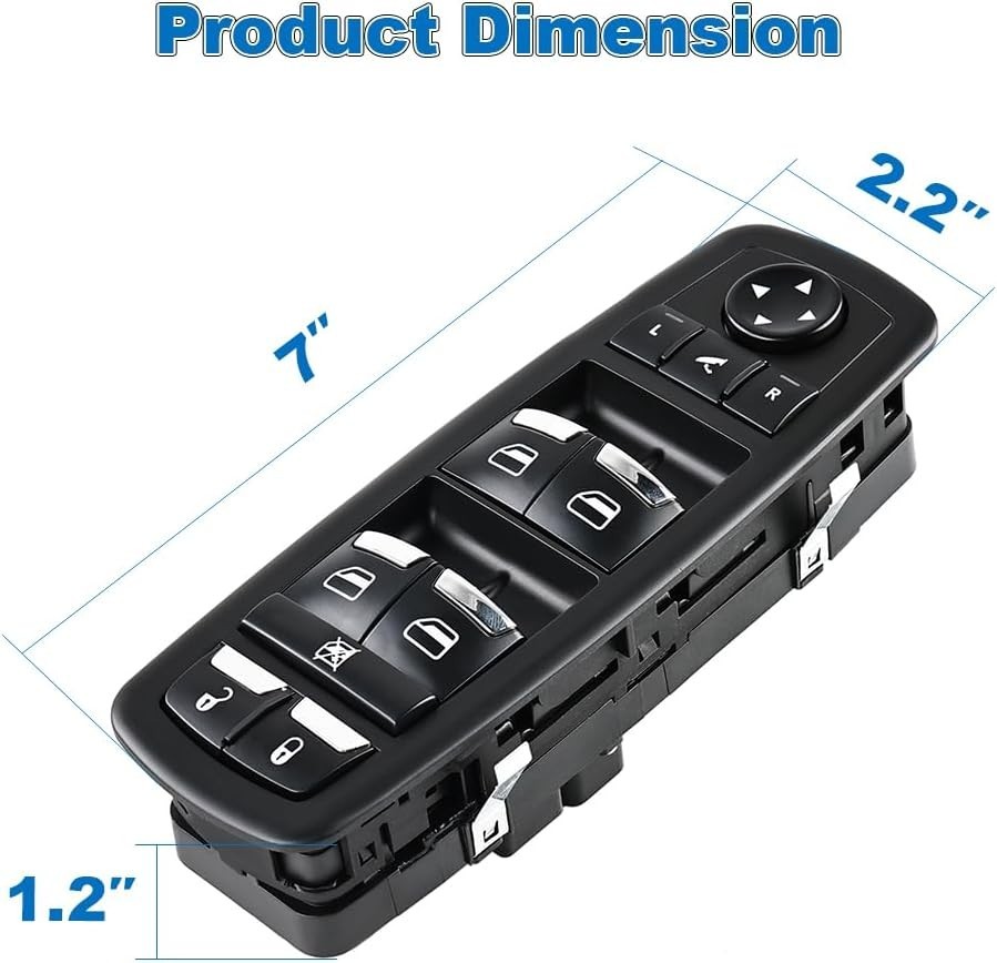 Front Door Window Switch, Push Button, ON-ON-ON Operation, Black, Compatible wit