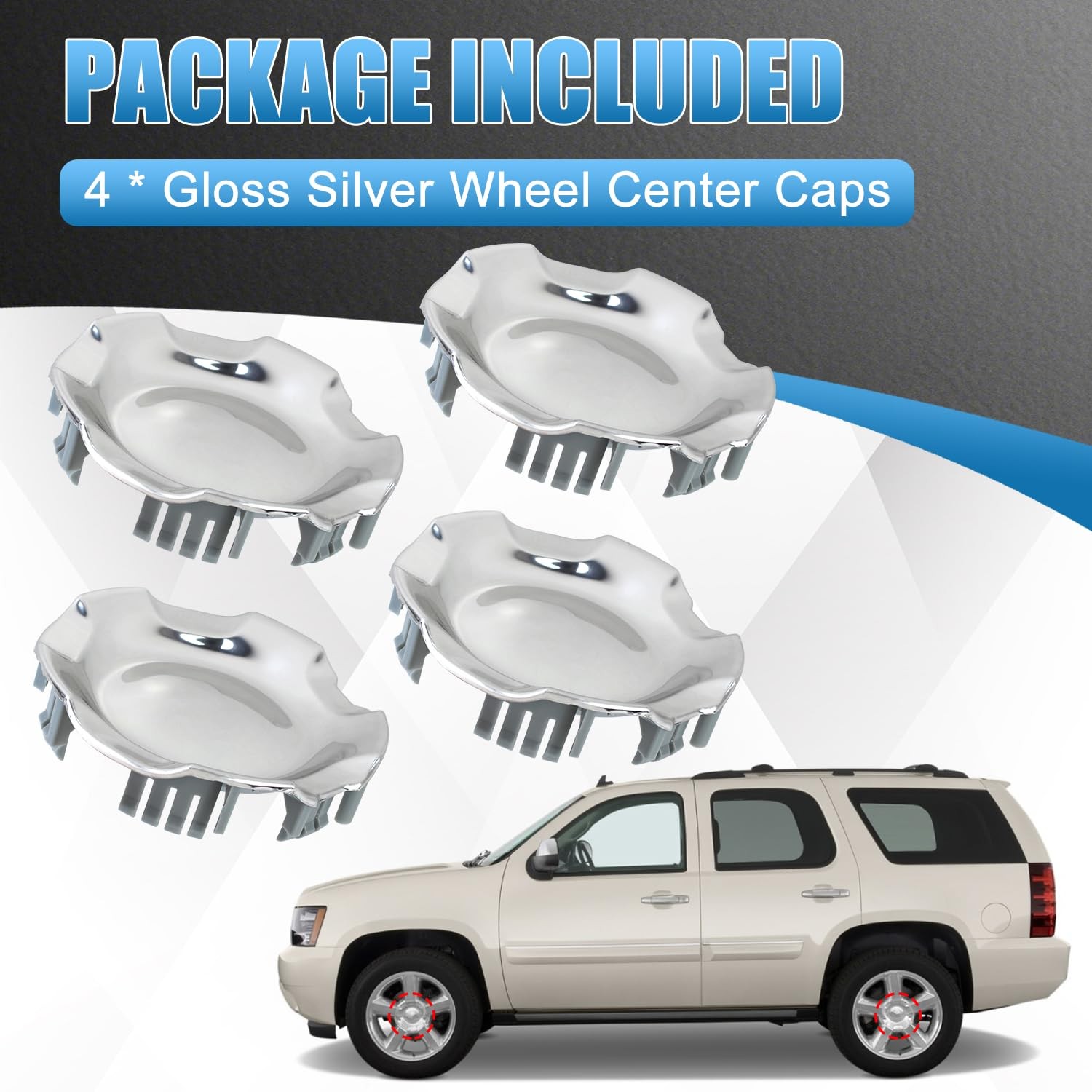 Chevrolet Polished Aluminum 4PCS Hubcap Wheel Center Cover Compatible