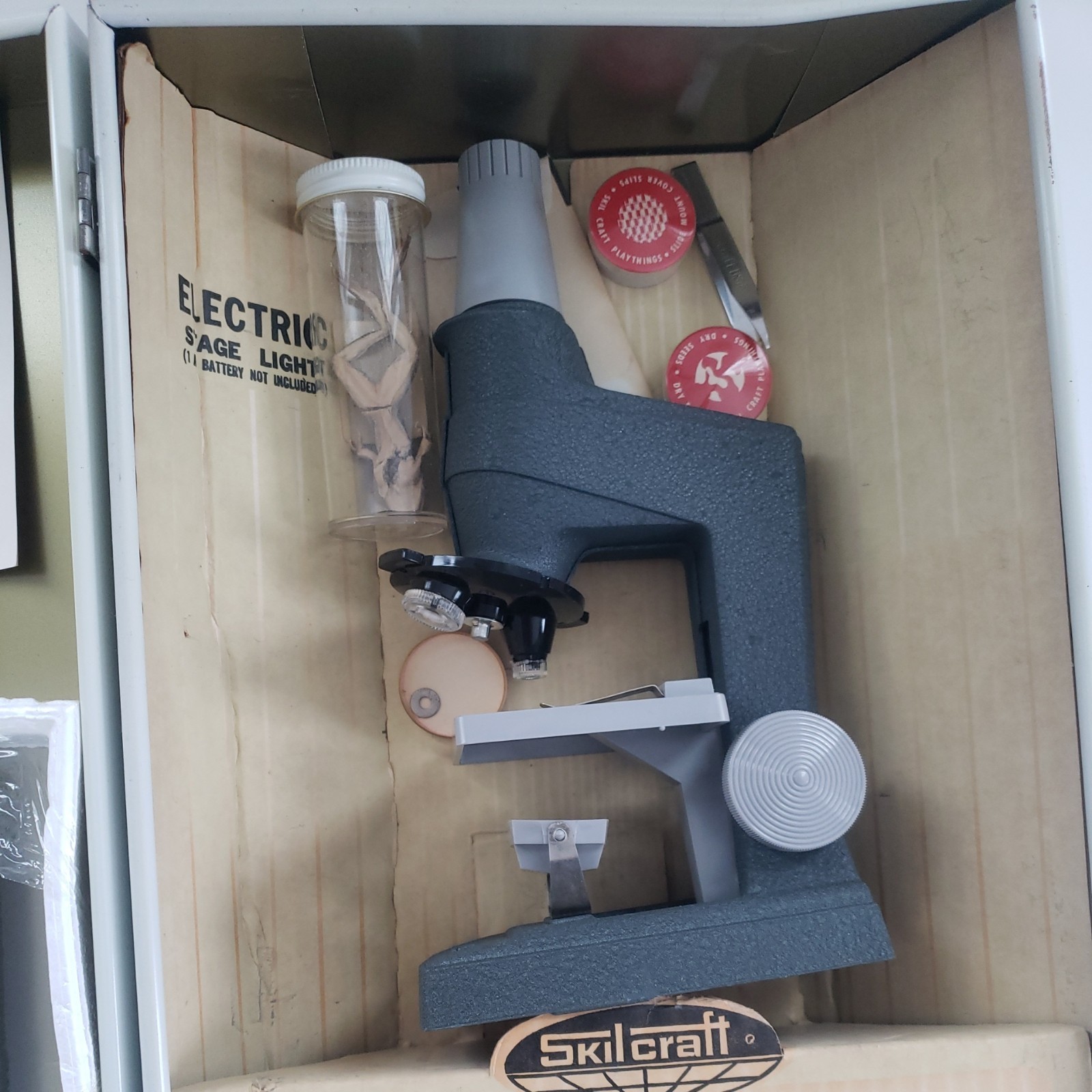 1960s SkilCraft Biology Lab Set Metal Hinged Case dissect hydroponics chemistry