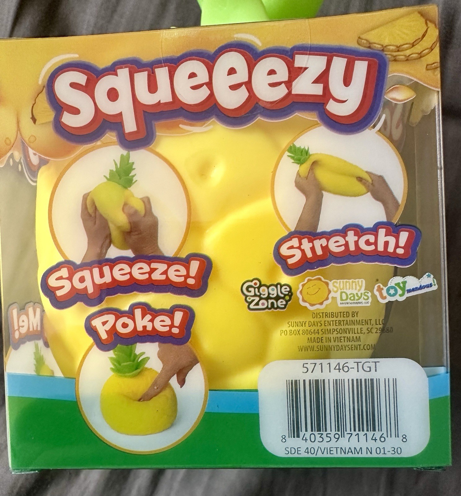 Sunny Days Squeeezy Pineapple | Sensory Squishy Toy NEW DROP FAST SHIP