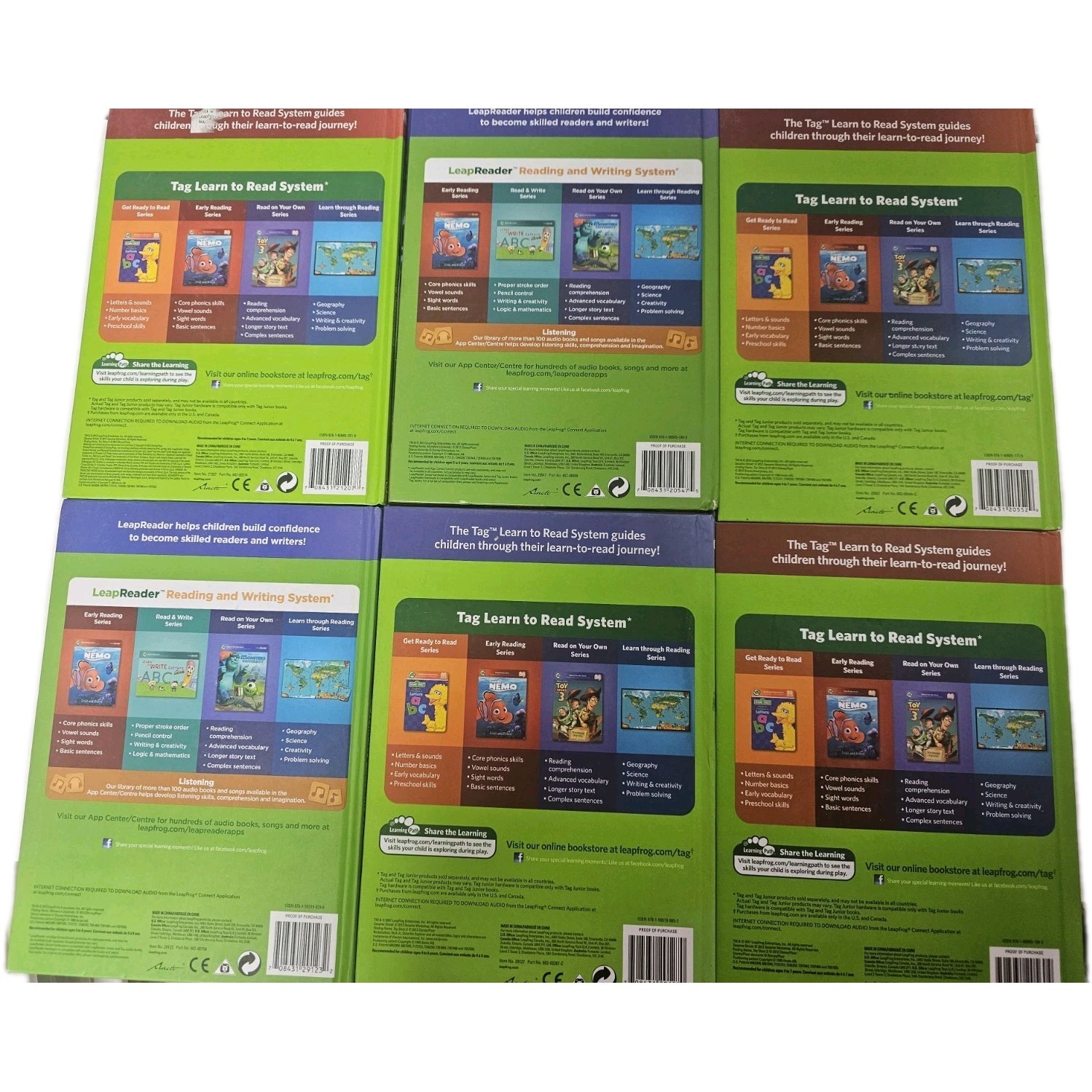 leapfrog tag leap reader learn to read book set 1: long vowels/6 books