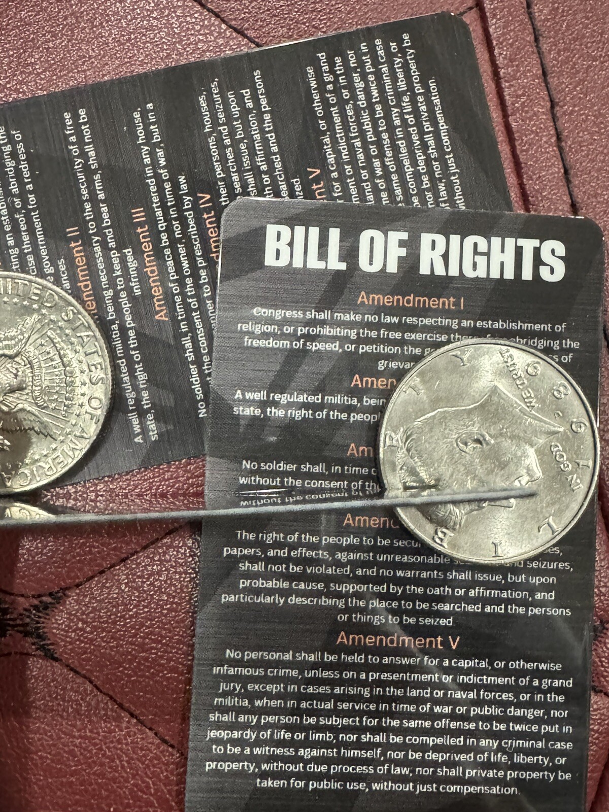 3X Bill of Rights I to X – Wallet Card – Legal Guide – Custom Made Thick Plastic