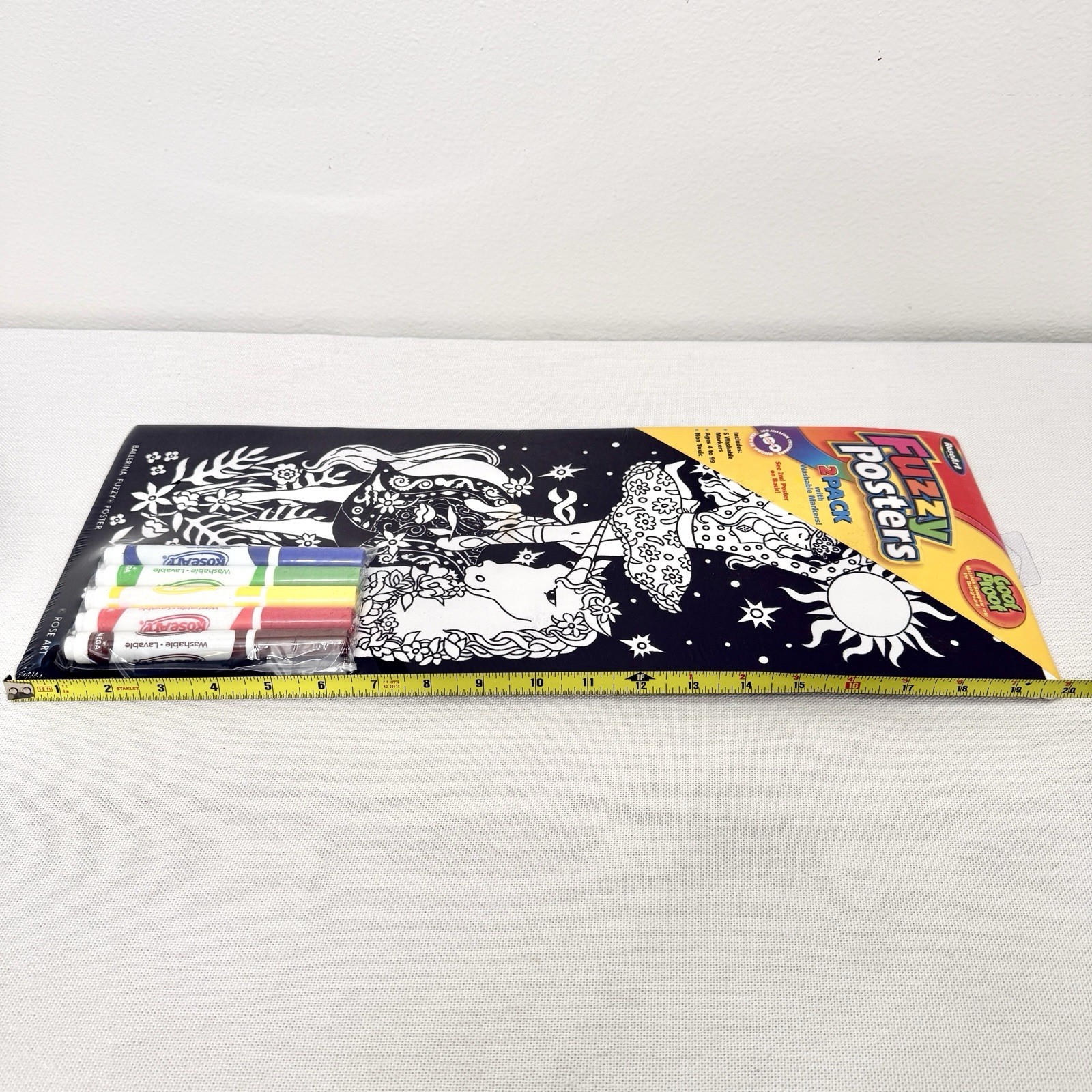 VTG Fuzzy Poster RoseArt Unicorn Horse Fantasy Velvet Art 8×20 Set Of 2 2002 New