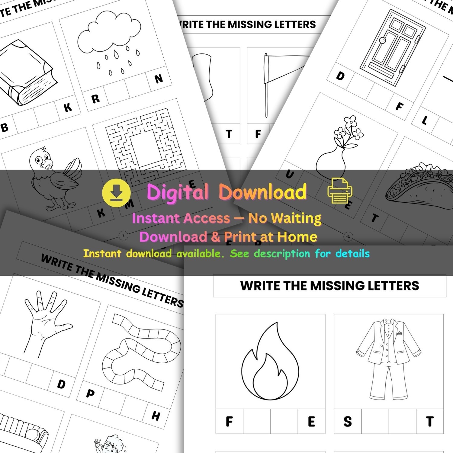 Printable Missing Letters Worksheets | Alphabet & Spelling Practice for Kids