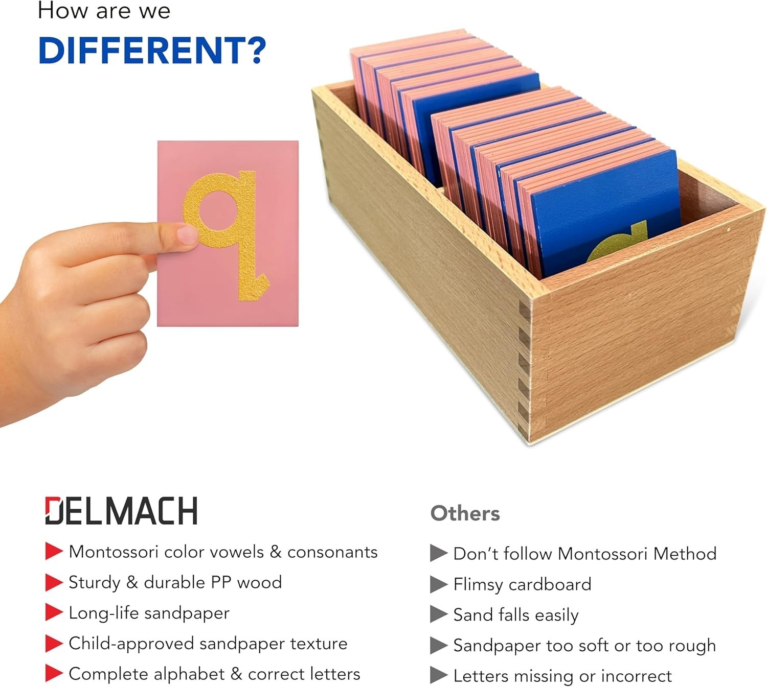 Montessori Sandpaper Letters | Lowercase And Uppercase | Pp Wood Tiles | Vowel C