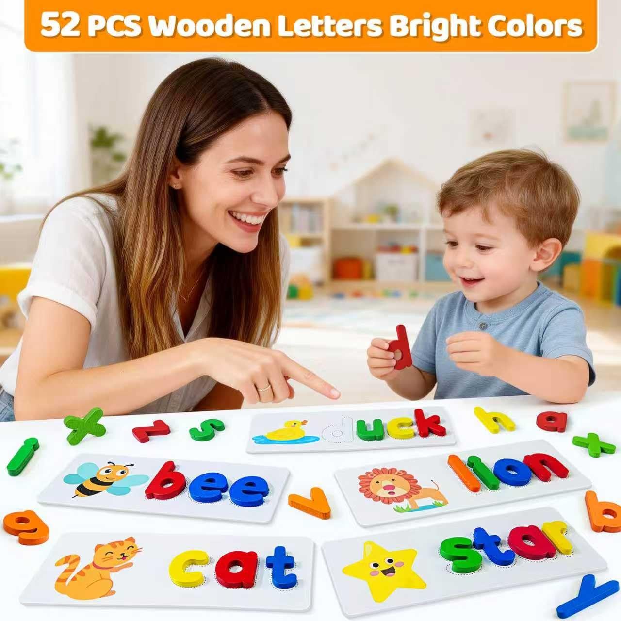 BEESTECH Alphabet ABC Learning Educational Toys for 3 4 5 3″ x 5″, Brown