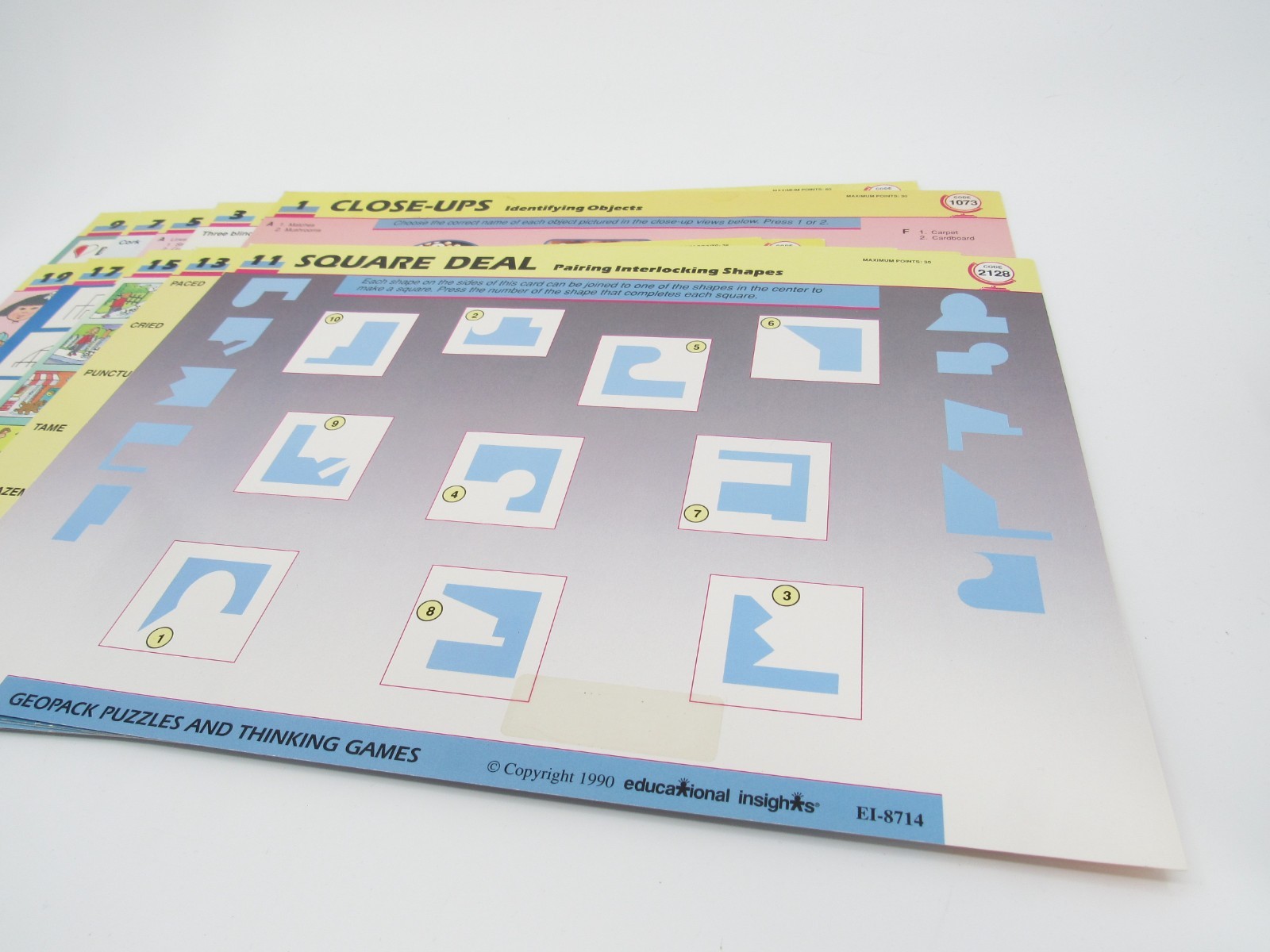 Vintage GeoSafari Educational Learning Cards Sports and Puzzles & Thinking Games
