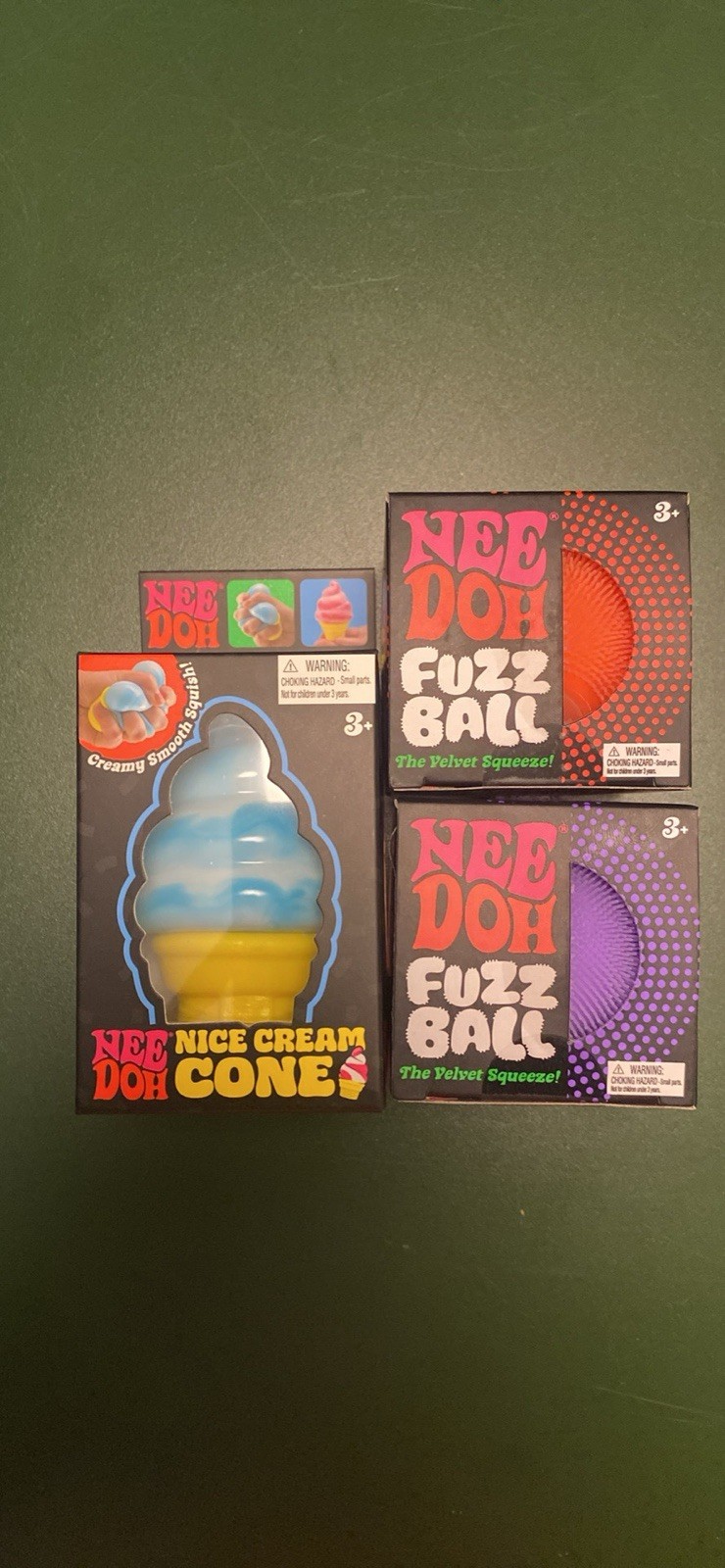 NEEDOH LOT OF 3. 1 Nice Cream Cone, 2 Fuzz Balls
