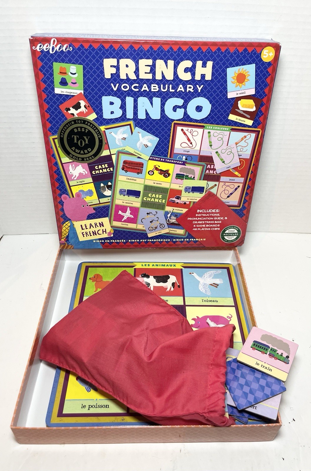 New eeBoo: Learn French Bingo Vocabulary Game, 2 to 6 Players (Open Box)