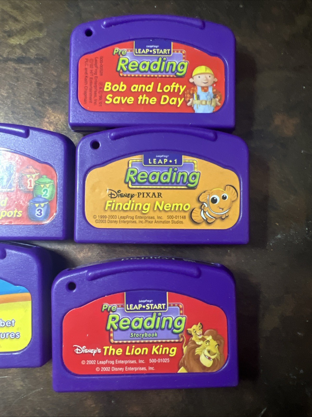 Lot Of 5 Leapfrog Leap Start Cartridges Lion King Finding Nemo Bob The Builder