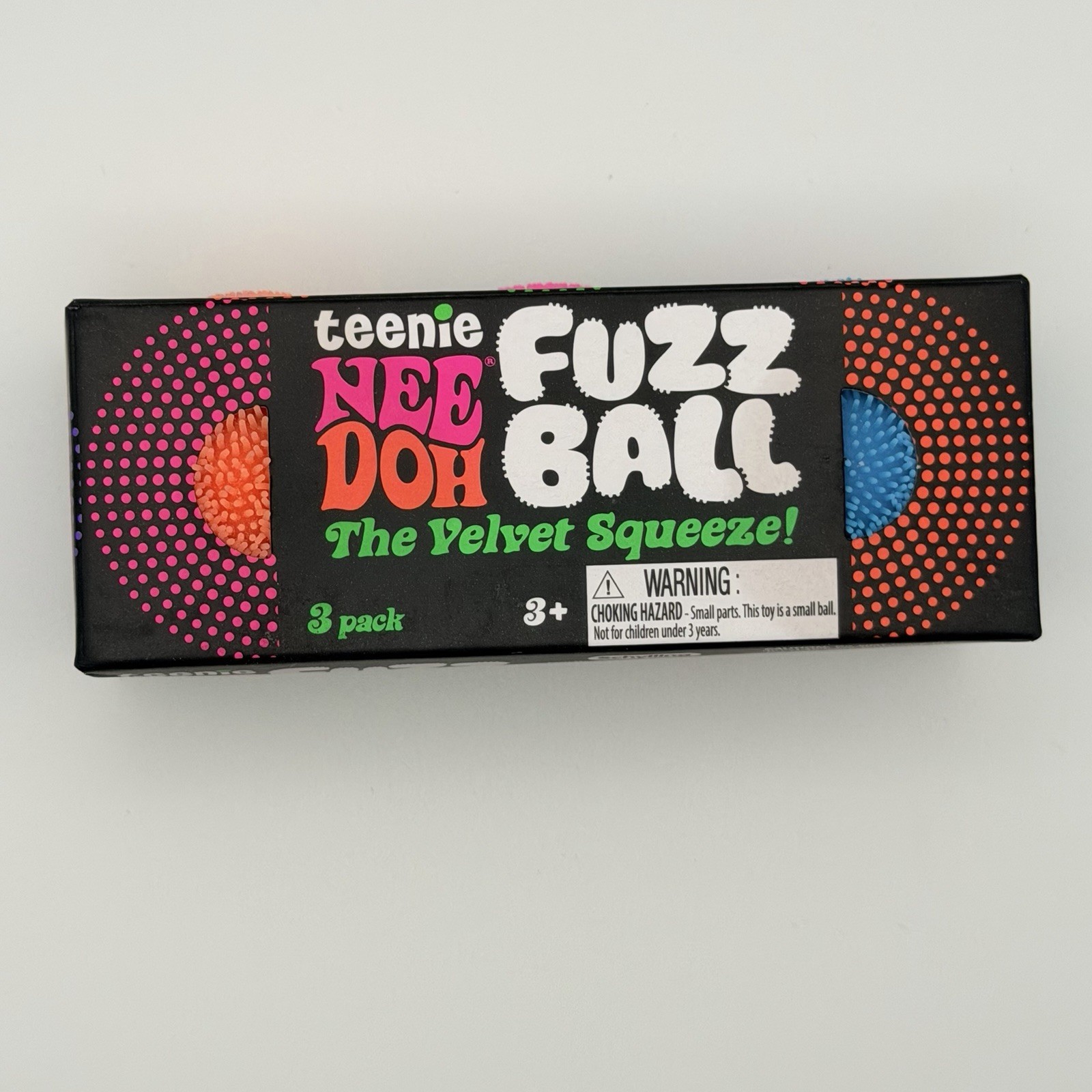 Nee Doh Teenie Fuzz Ball The Velvet Squeeze 3 Pack Multicolor Blue Pink Orange