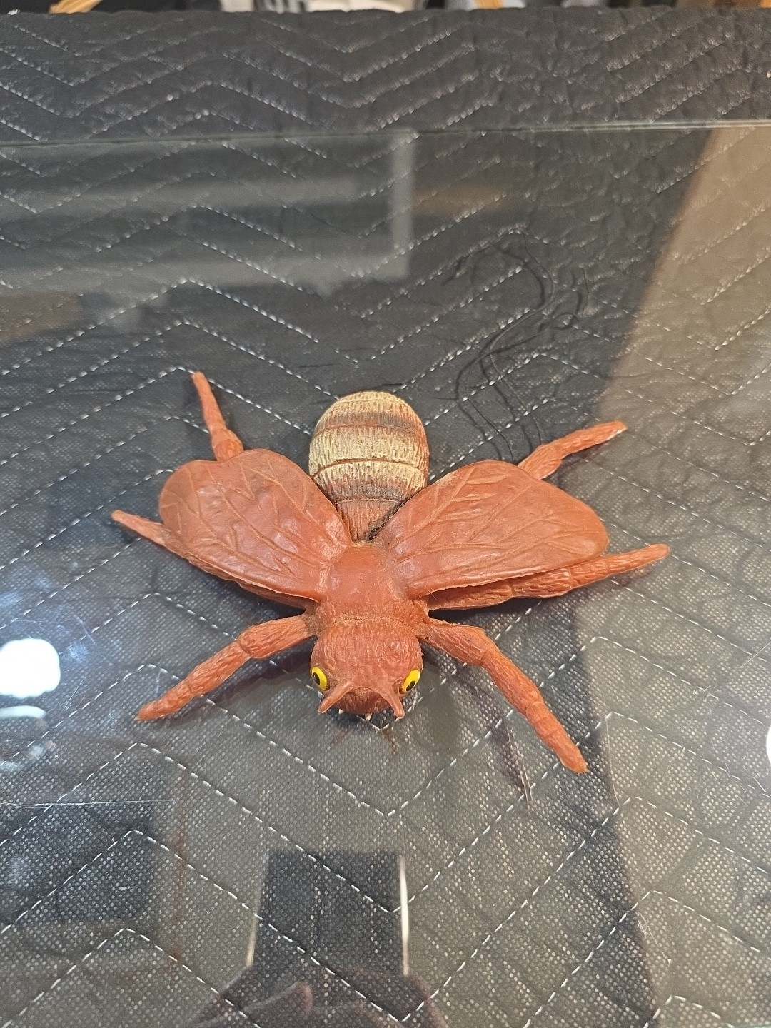 Vintage Large Rubber Bug Insect Orange Bee Realistic Toys