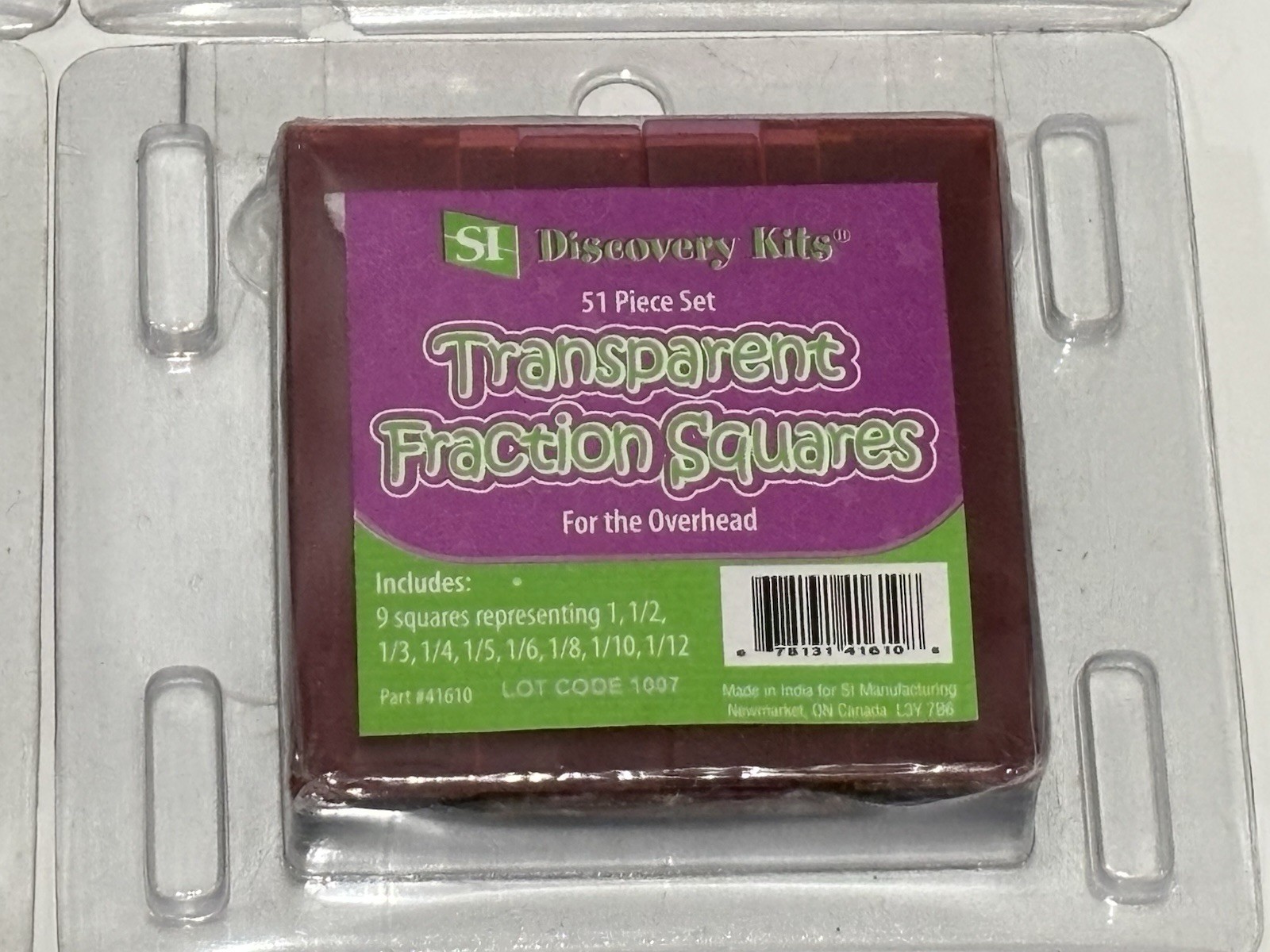 SI Discovery Kits Fraction Squares Multi-Color 51 Piece Set – Set Of 7