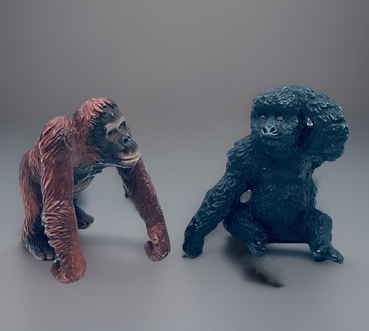 VTG Rubber Hard Plastic GORILLA ORANGUTAN Toy Figure Zoo Wild Animal Safari LOT
