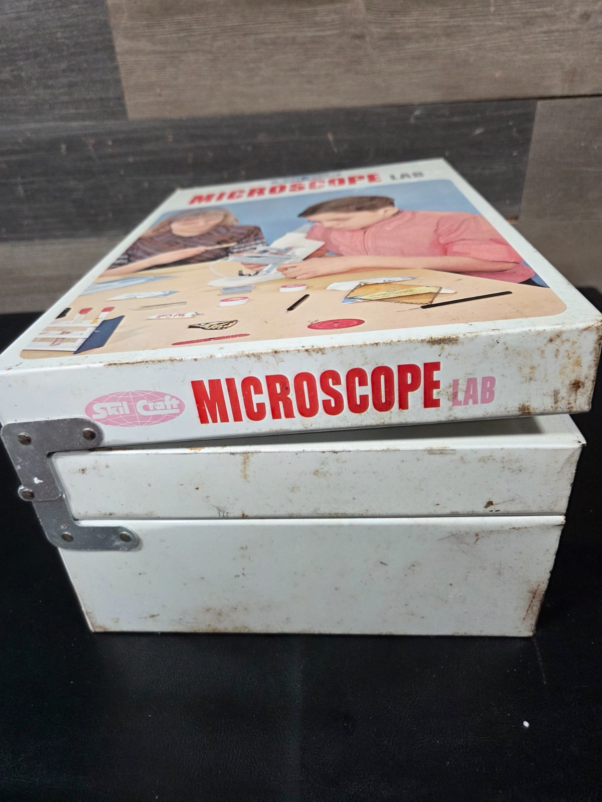 1960’s ​Vintage Skil Craft Microscope lab science toy hobby metal case