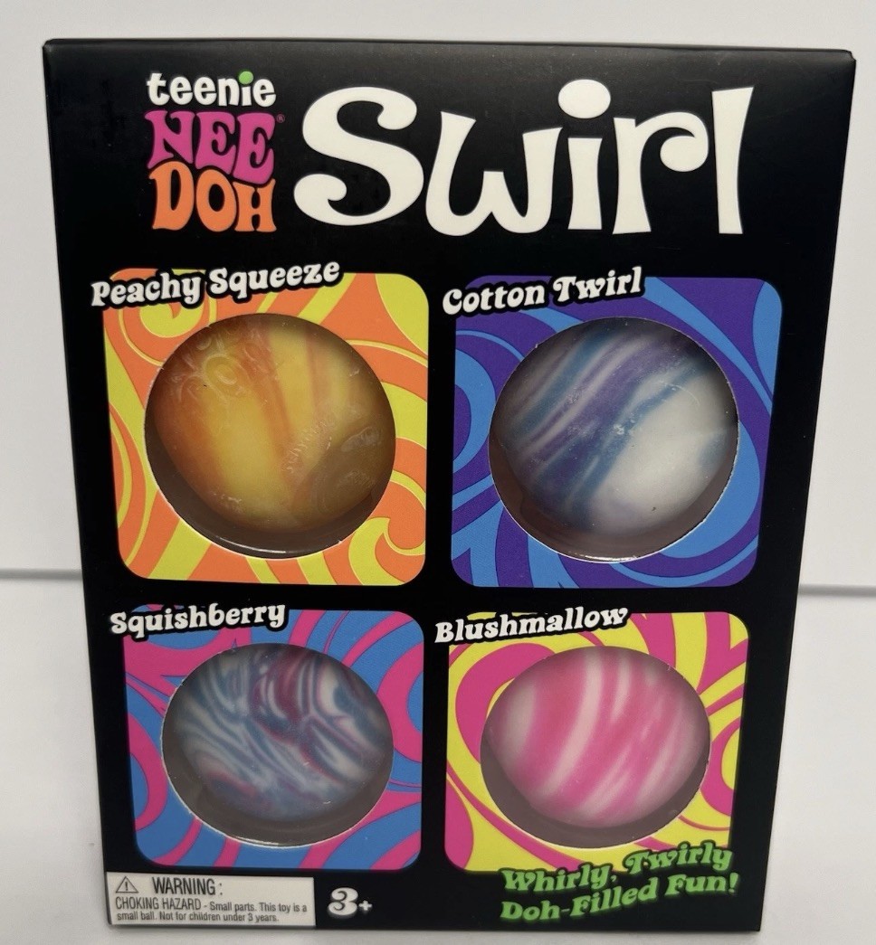 NeeDoh Teenie Swirl 4-pack, Nee Doh Mini Squishy Stress Balls, Set Of Four