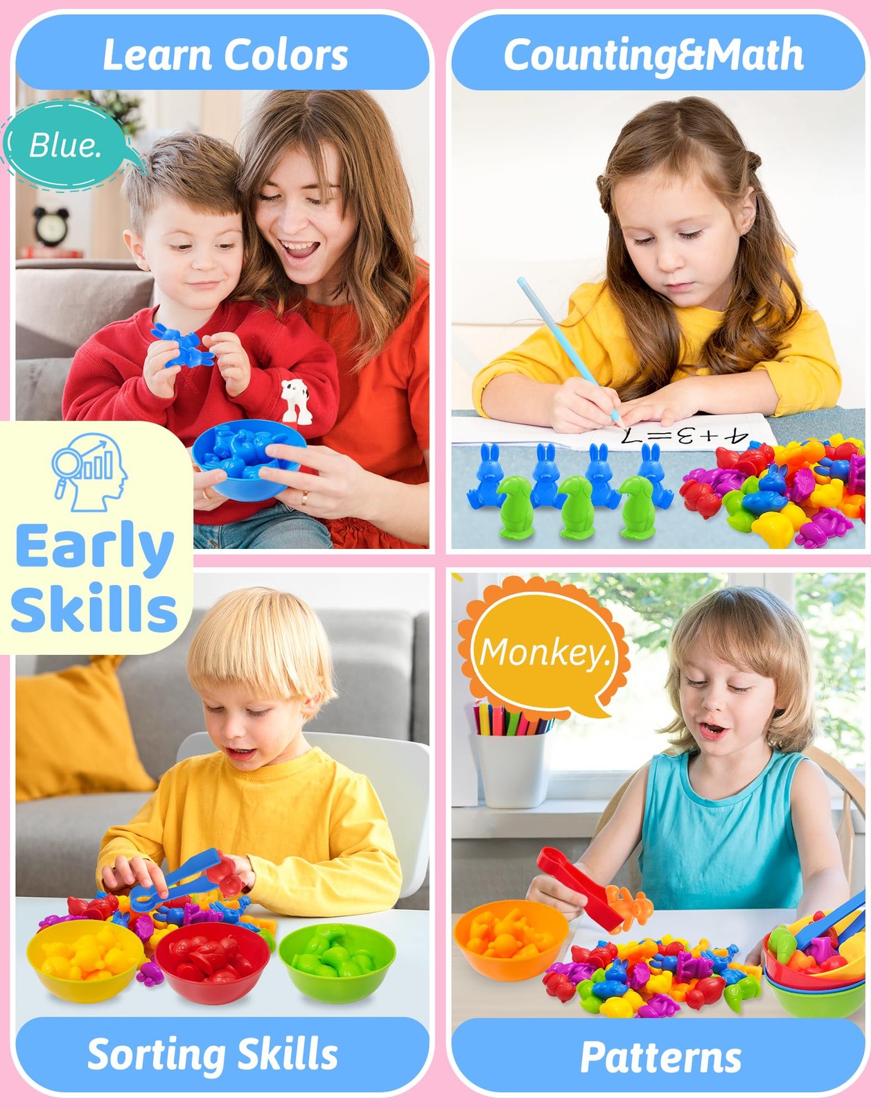 Oomloid Counting Animals Montessori Toys for 3 4 5 Years Old Medium, Multi