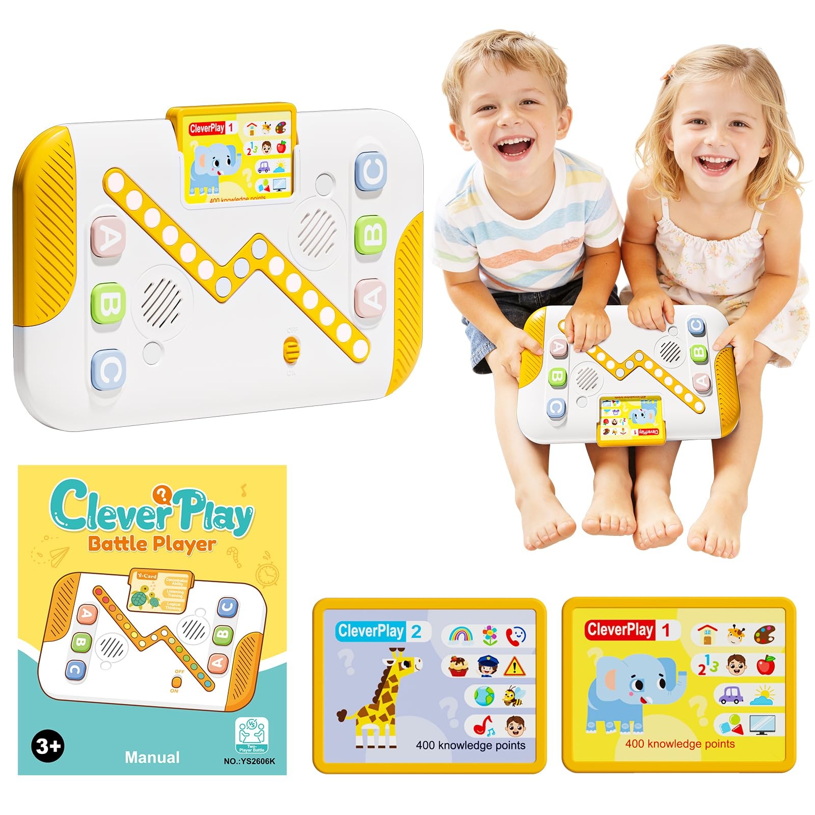 Educational Toys for Kids 3-6 Years Old, Interactive Quiz Battle Small, White