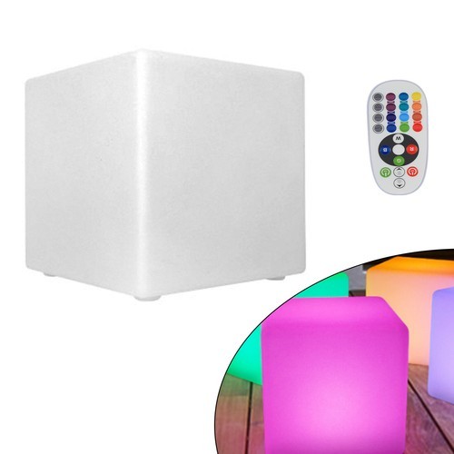 RGB Light Up Square Cube LED 12″ Party Decor Lighting Furniture With 15m Remote