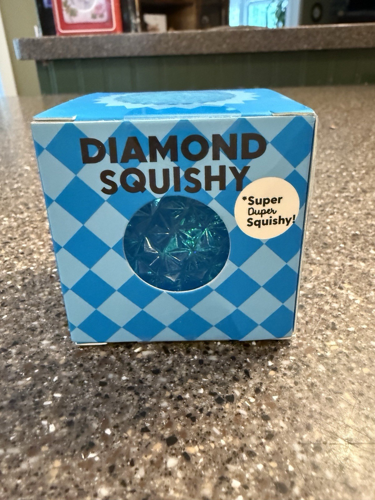 BLUE Diamond Squishy Stress Ball J’adore Glitter Sugar Texture NEW