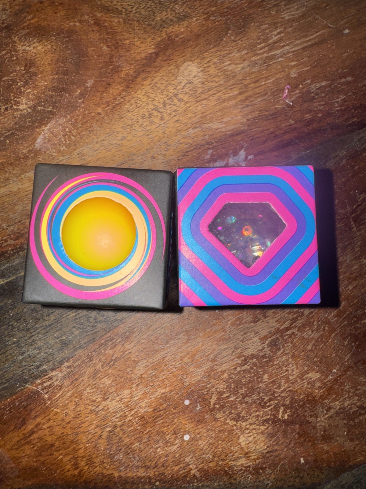 Schylling NeeDoh Lot of 2 Purple Jewel And Yellow Twirl Groovy Glob 1.5 Inch