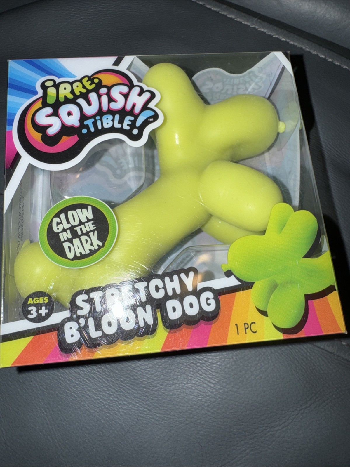 🔥JA-RU Irre-Squish-tible Balloon Dog GLOW Green Crunchy Sand Squishy HTF!