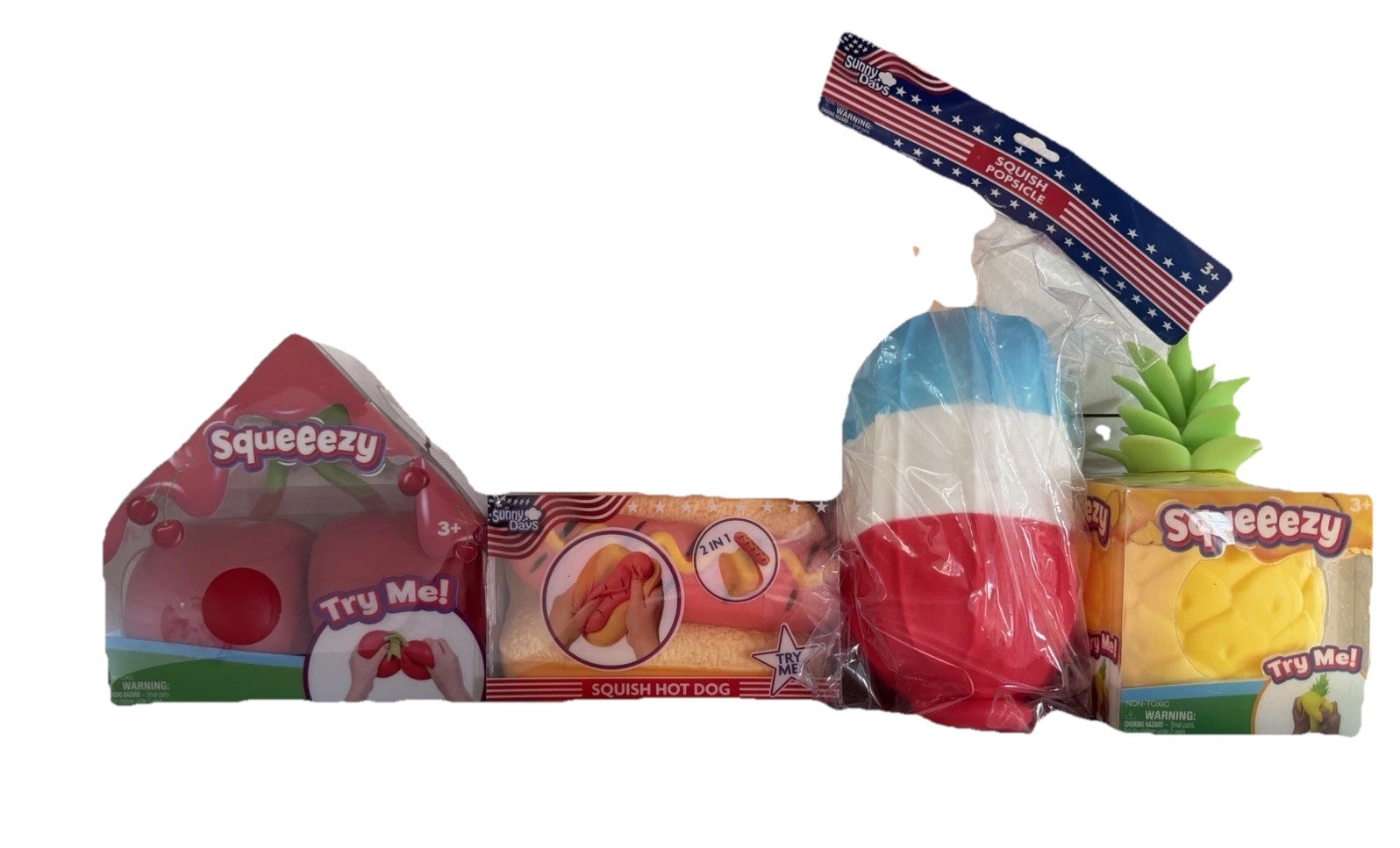 Squeeezy Sunny Days bundle New From Target Cherry Pineapple Hotdog Bonb Pop