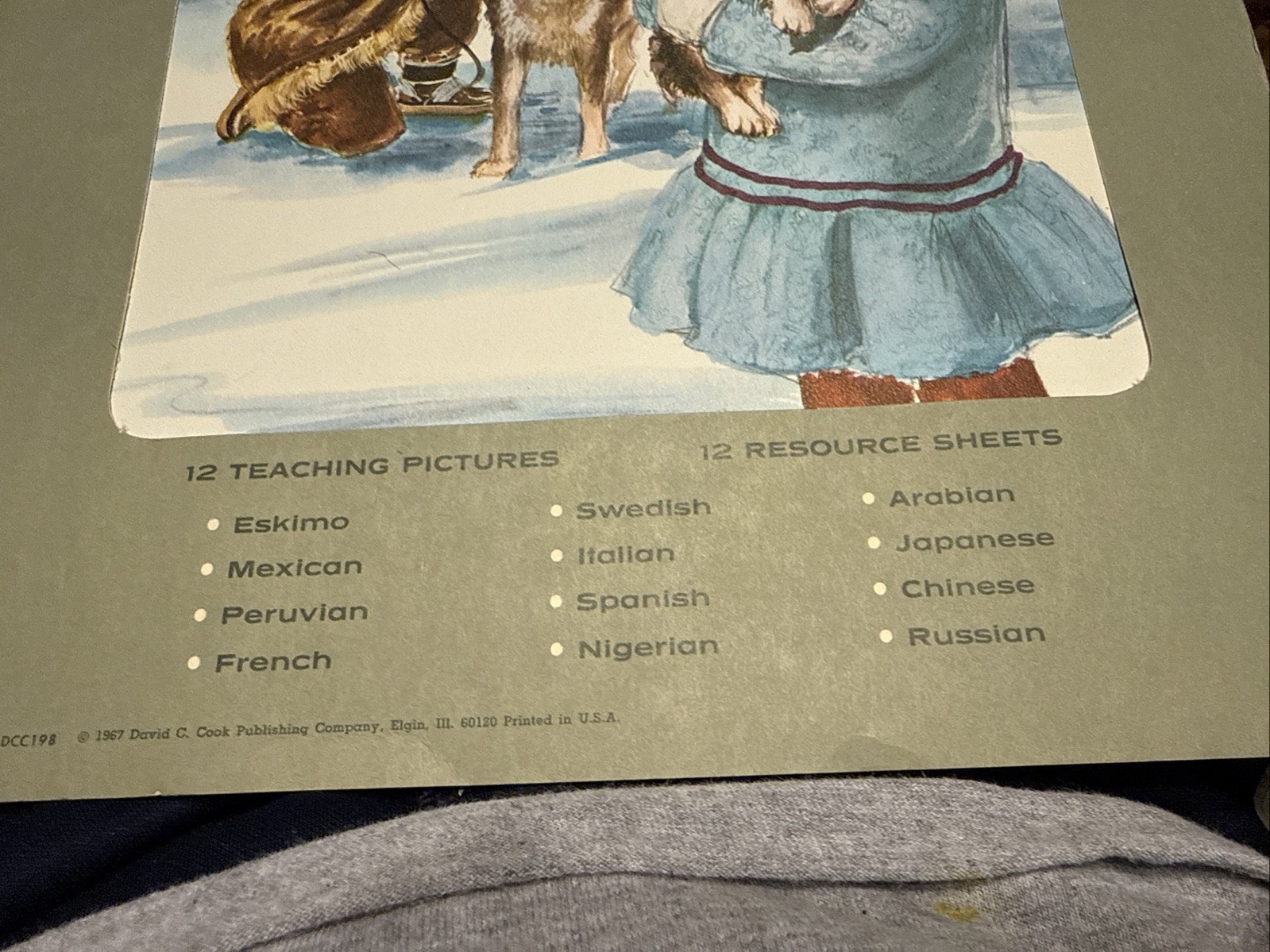 1967 Teaching Pictures Children Around the World 12 color pictures W/description