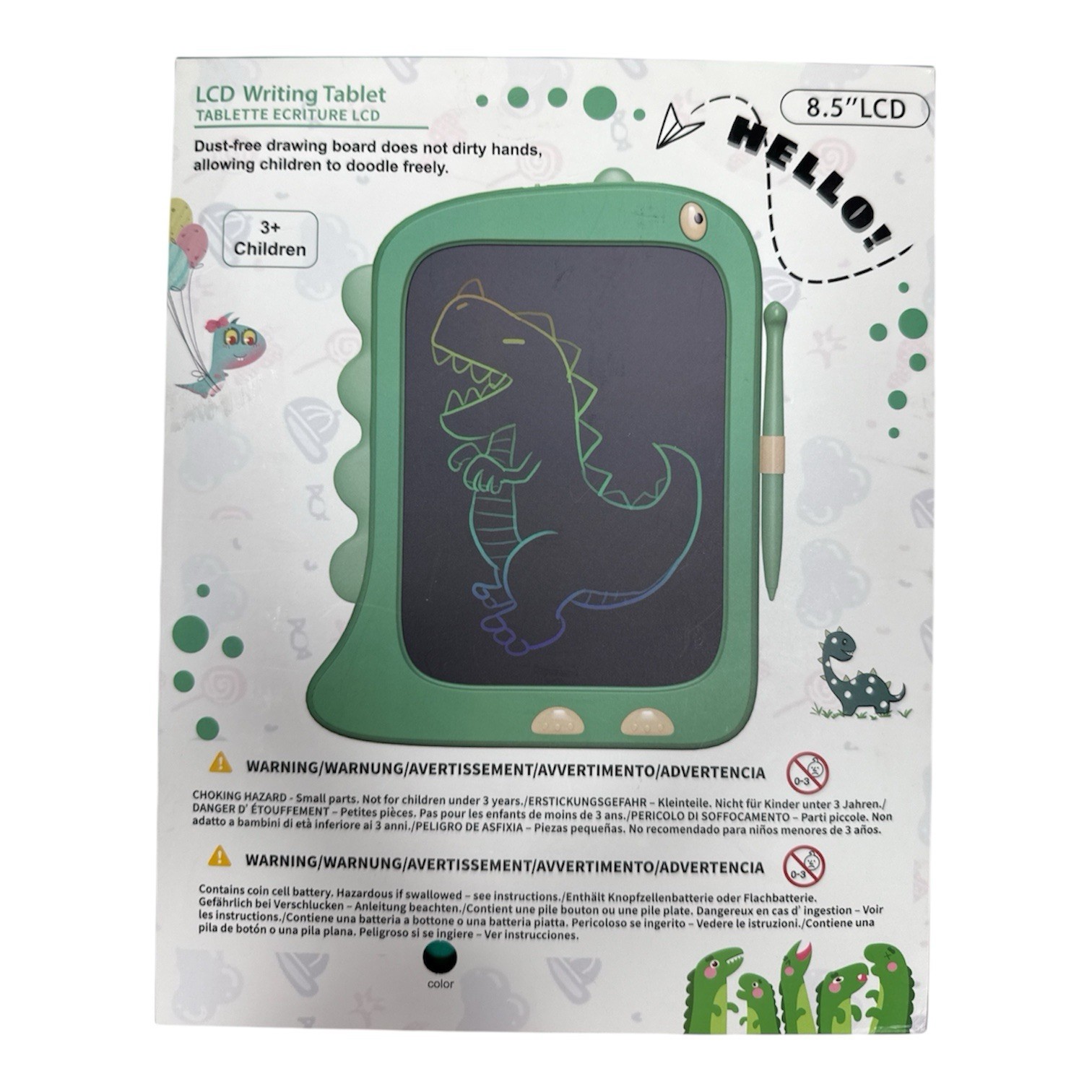 LCD Writing Tablet Dinosaur Green Color For Children