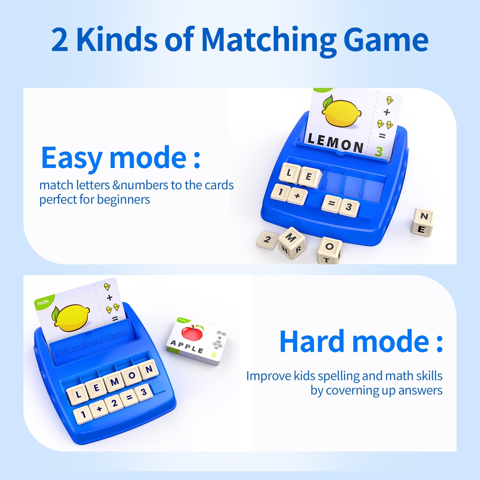 DEGIDEGI Educational Toys for Kids Ages 3-8, Matching Letter Small, Navy Blue