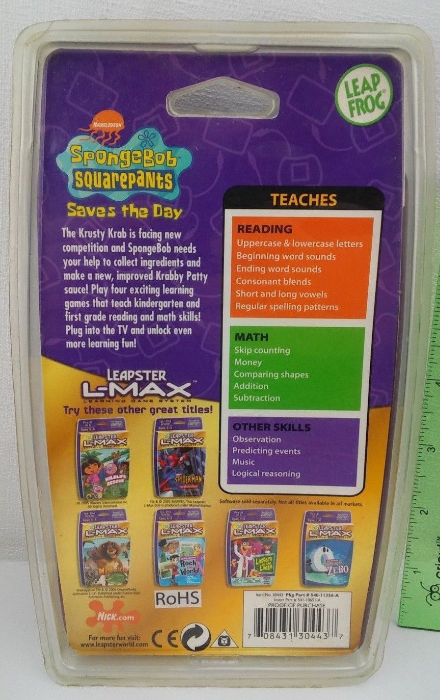 SpongeBob Squarepants Saves the Day Leapster L-Max Game New Sealed 2005