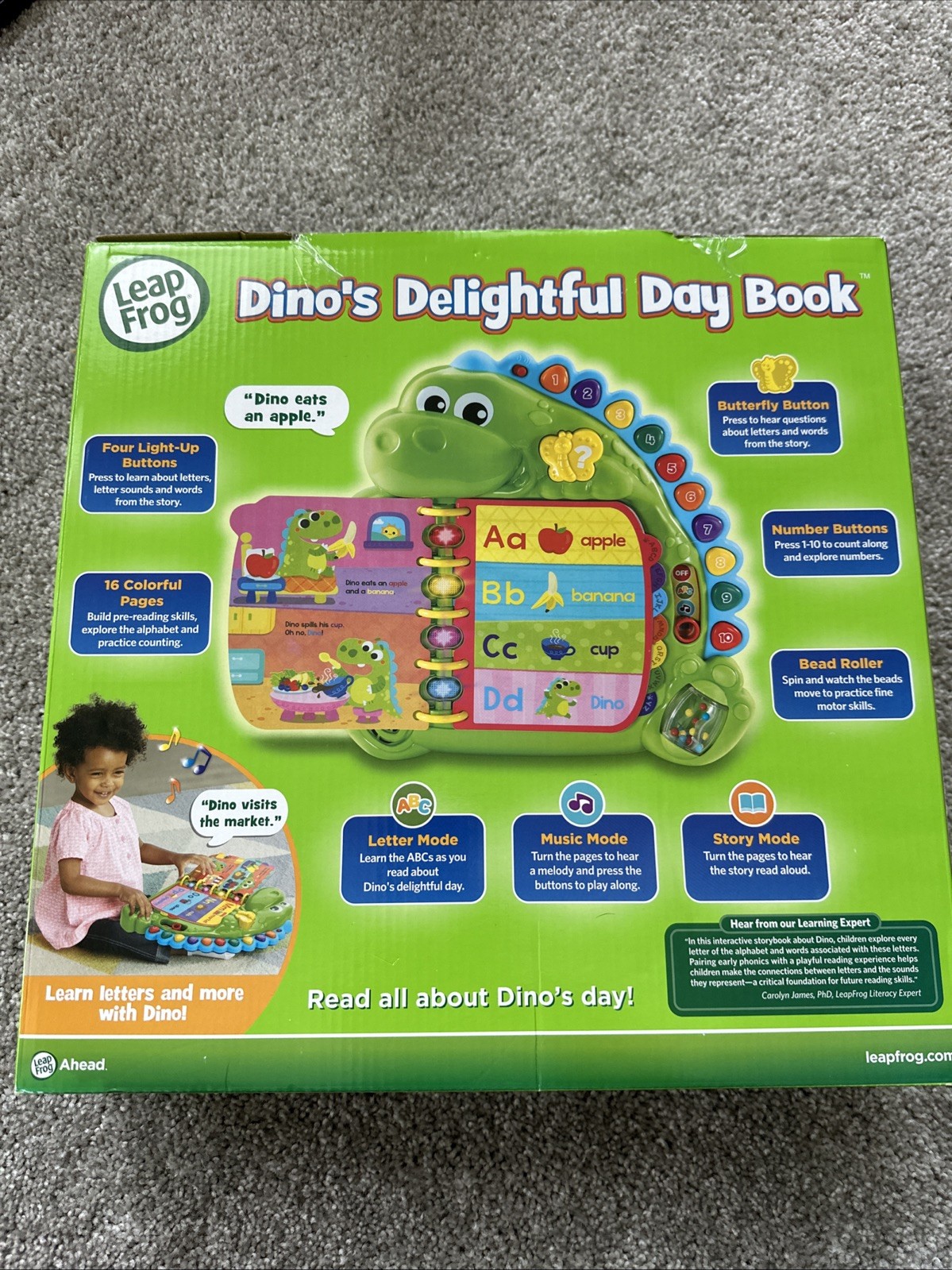 Leapfrog Dino’s Delightful Day Alphabet Book Green NEW