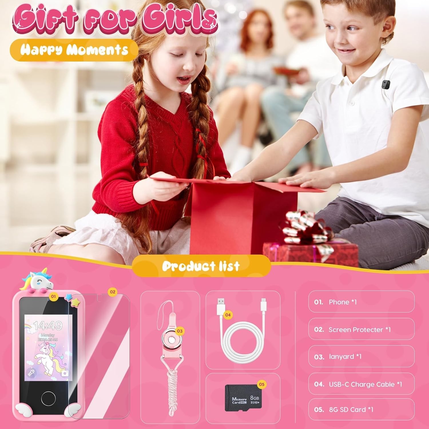 Kids Smart Phone Toy Girls Unicorn Touchscreen Camera Learning Games Gift Ages