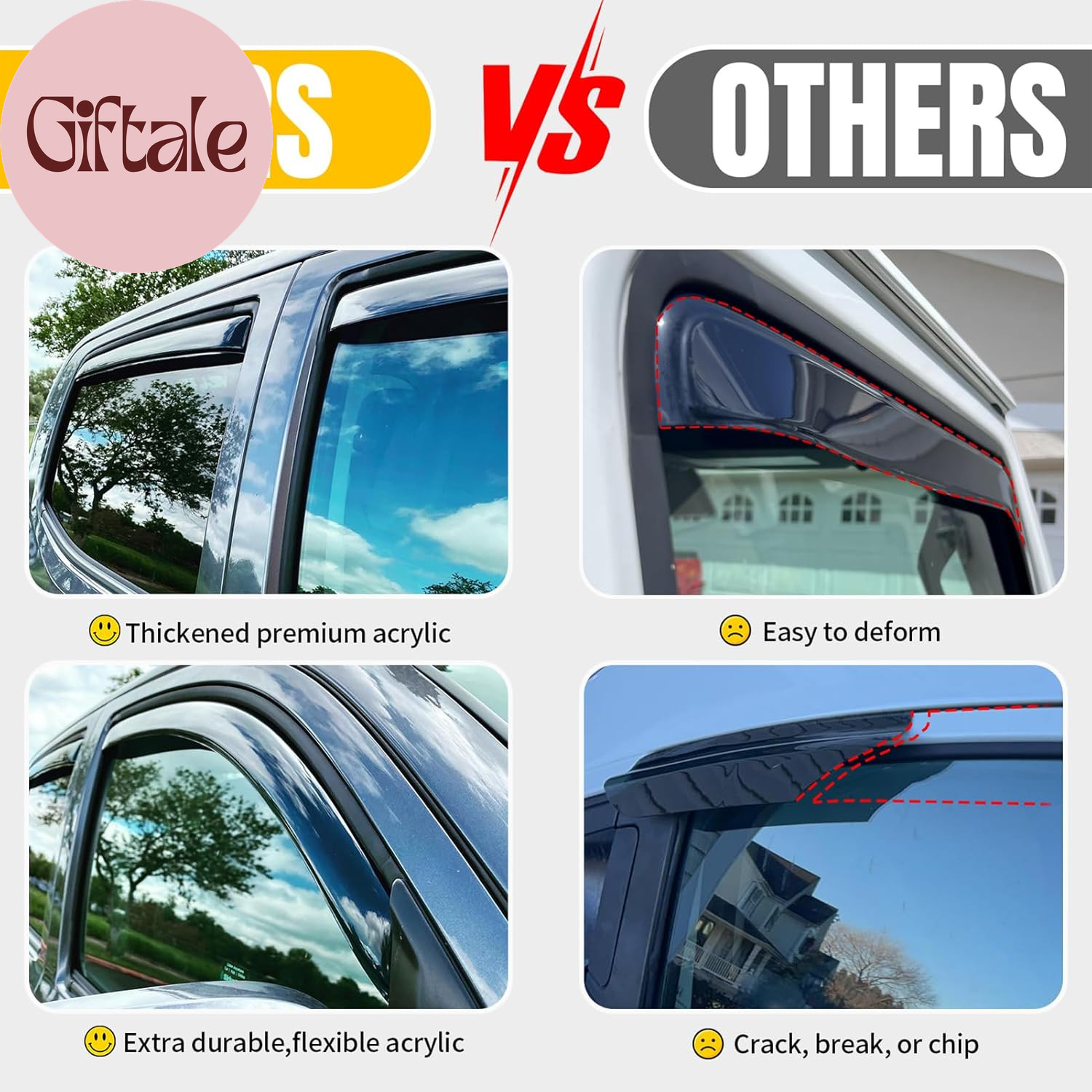 In-Channel Rain Guards for 2007-2013 Chevy Silverado 1500/ GMC Sierra 1500/ Aval