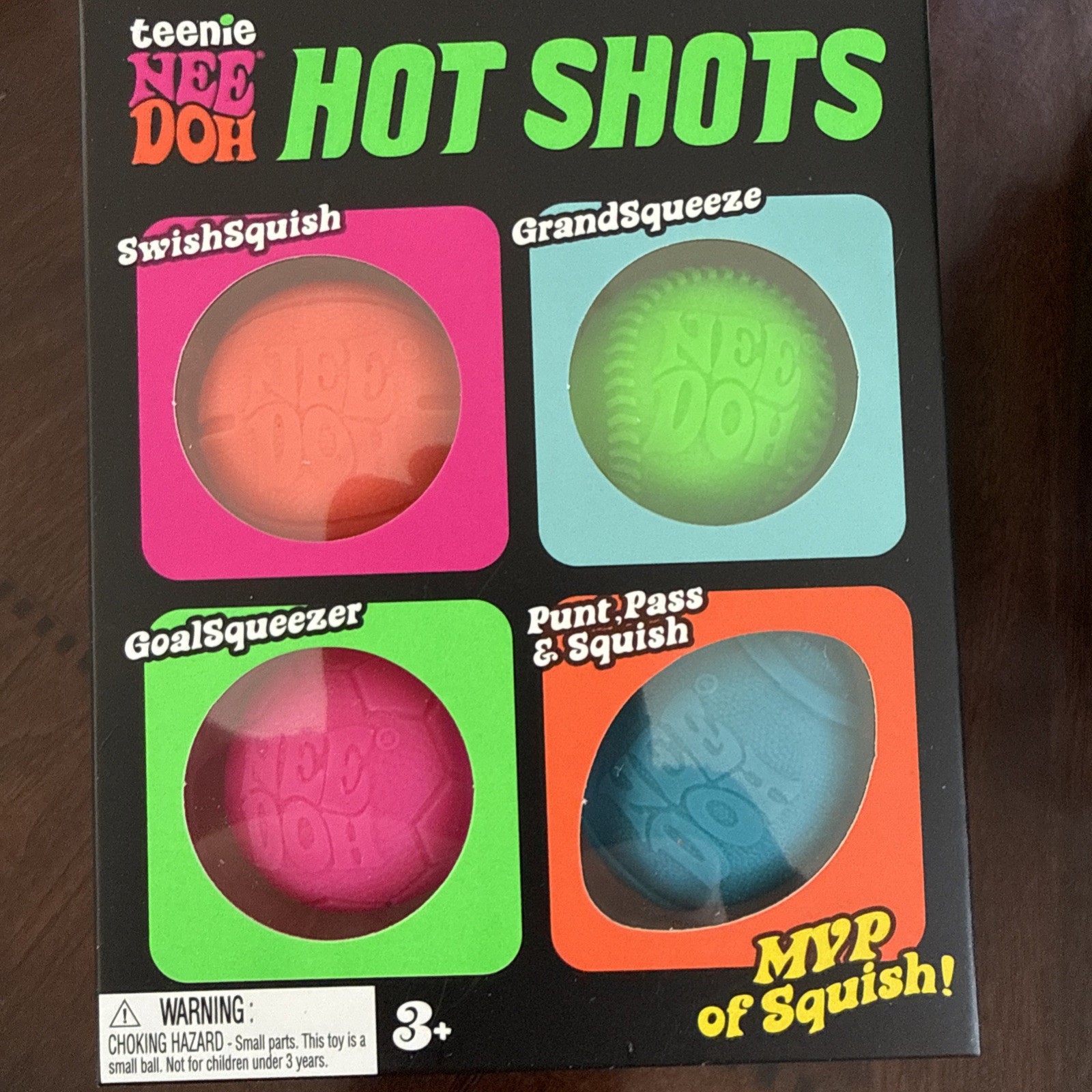 NeeDoh Teenie Hot Shots 4 Pack Squishy Stress Balls Toy New Free Priority Ship