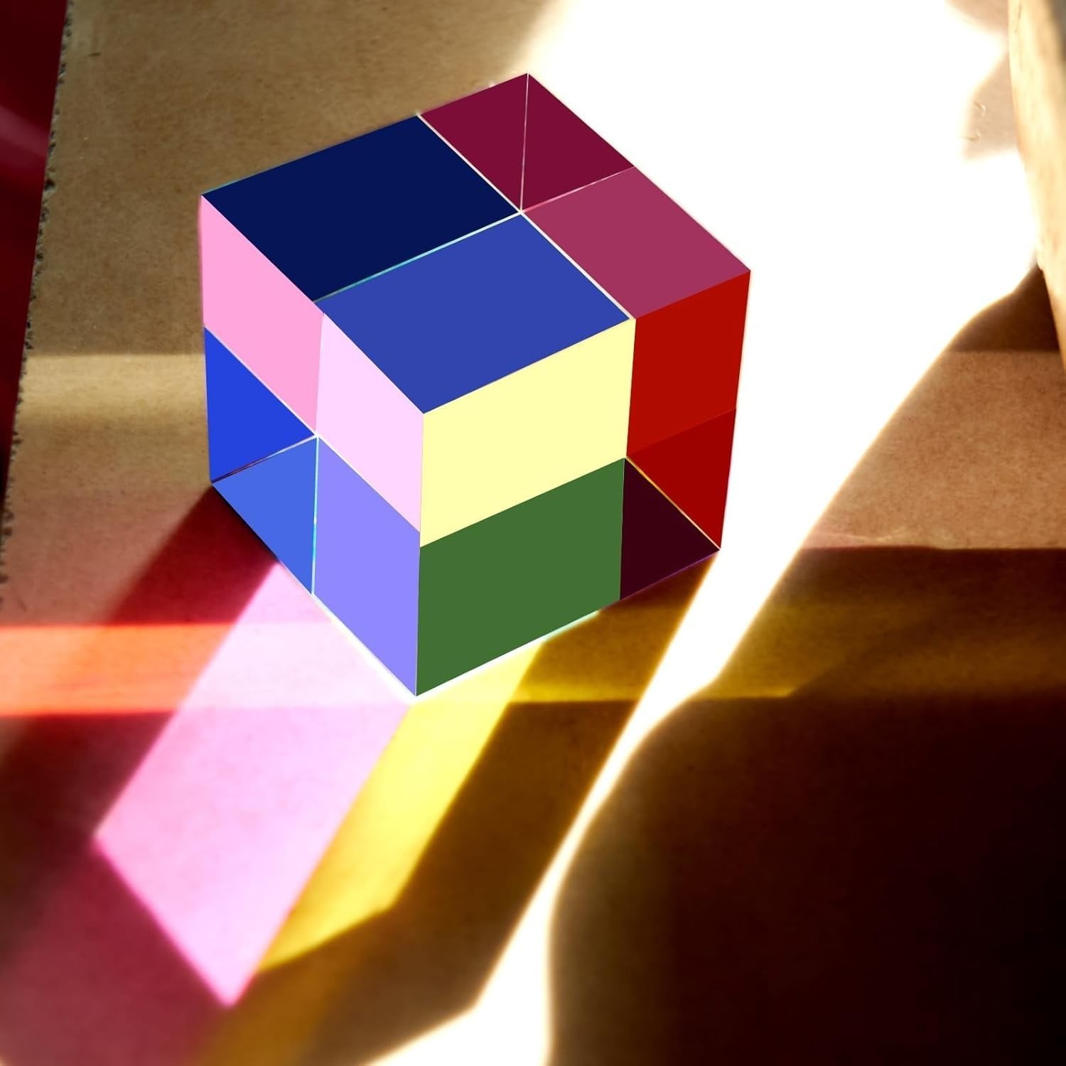 Original CMY Color Cube, 1.6 Inch (40Mm) Acrylic Mixing Color Cube Prism for Phy