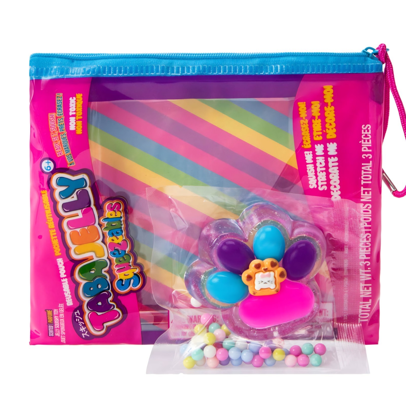 Taba Jelly Squeezeables Sparkle Paw Squishy, Glitter Paw Print Squeeze Toy
