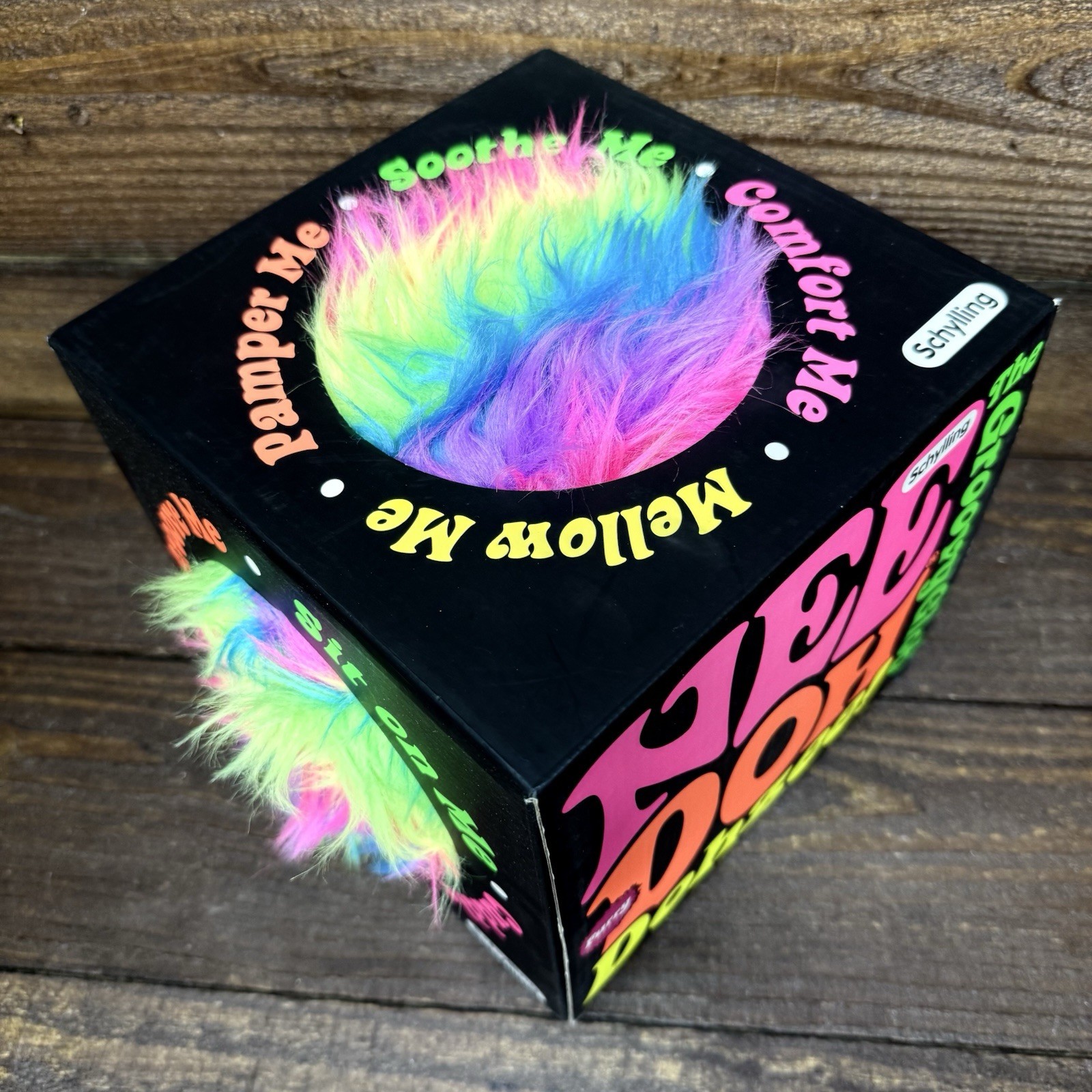 NEW Rare Needoh Dohzee Groovy Glob 7.5″ Furry Ball Pillow Rainbow Plush IN BOX